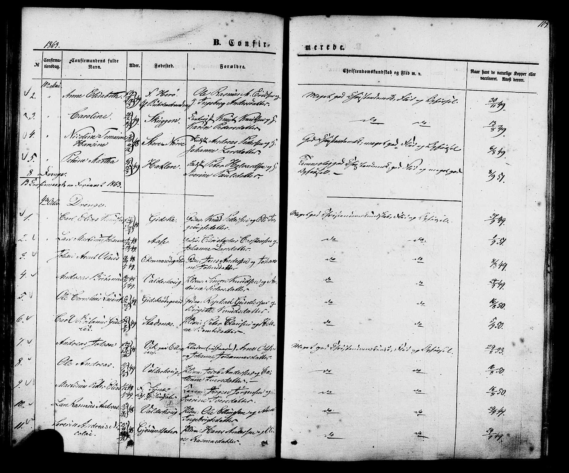 Ministerialprotokoller, klokkerbøker og fødselsregistre - Møre og Romsdal, AV/SAT-A-1454/528/L0398: Parish register (official) no. 528A09, 1858-1864, p. 109