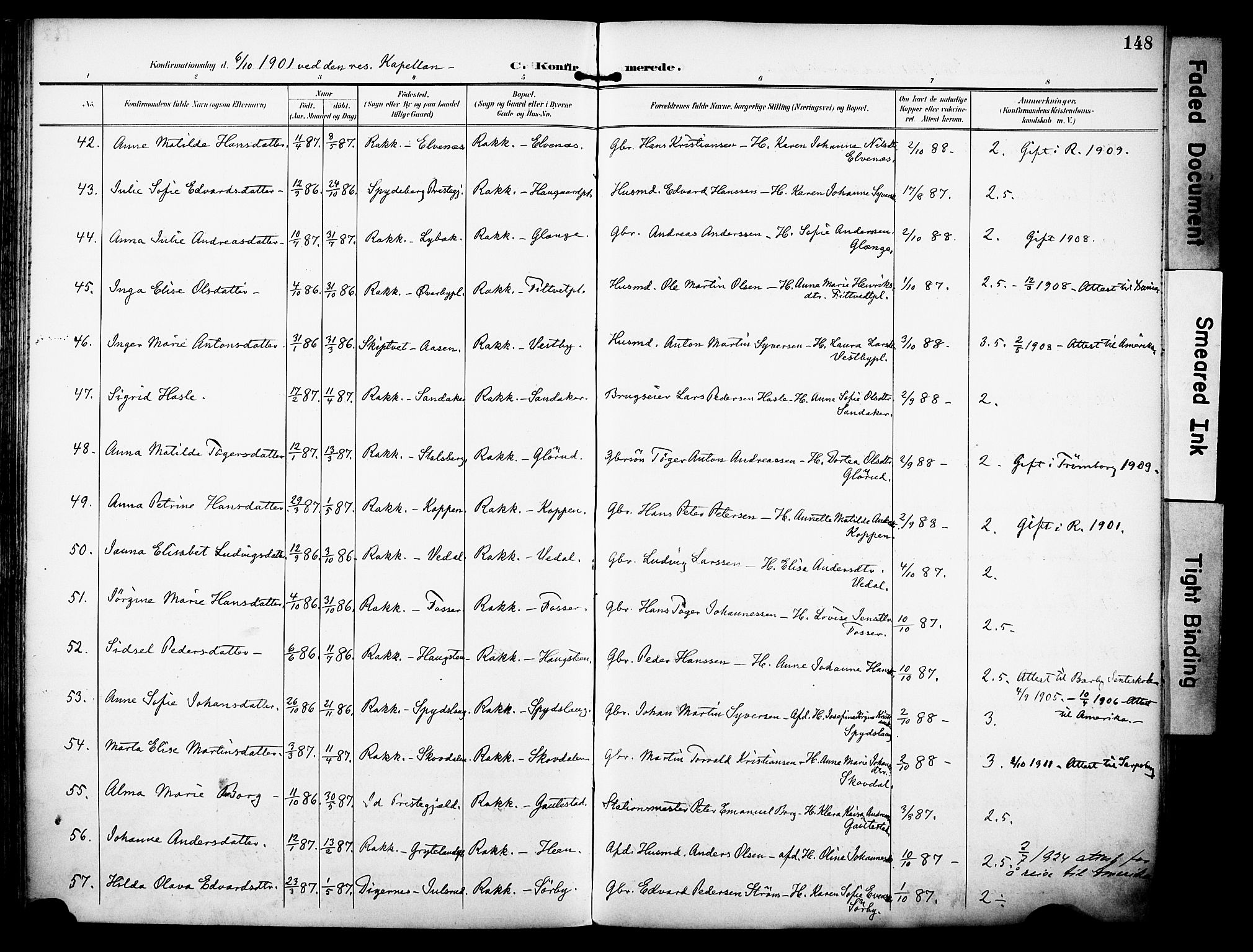 Rakkestad prestekontor Kirkebøker, AV/SAO-A-2008/F/Fa/L0013: Parish register (official) no. I 13, 1894-1908, p. 148