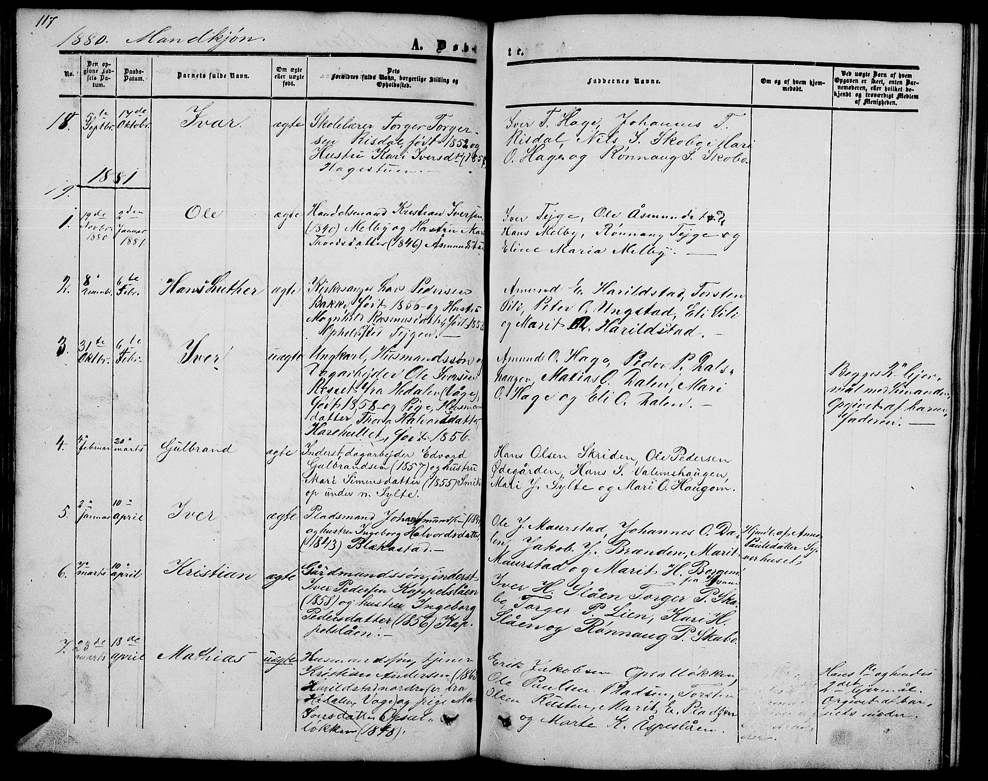 Nord-Fron prestekontor, SAH/PREST-080/H/Ha/Hab/L0002: Parish register (copy) no. 2, 1851-1883, p. 117