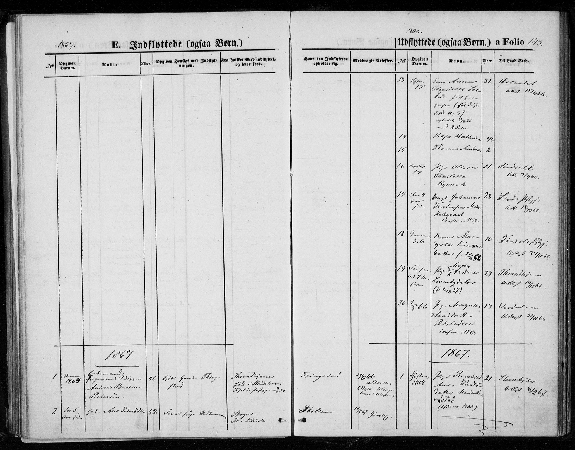 Ministerialprotokoller, klokkerbøker og fødselsregistre - Nord-Trøndelag, SAT/A-1458/721/L0206: Parish register (official) no. 721A01, 1864-1874, p. 143