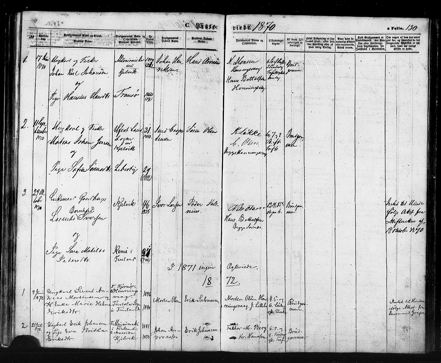 Måsøy sokneprestkontor, AV/SATØ-S-1348/H/Ha/L0006kirke: Parish register (official) no. 6, 1861-1886, p. 130