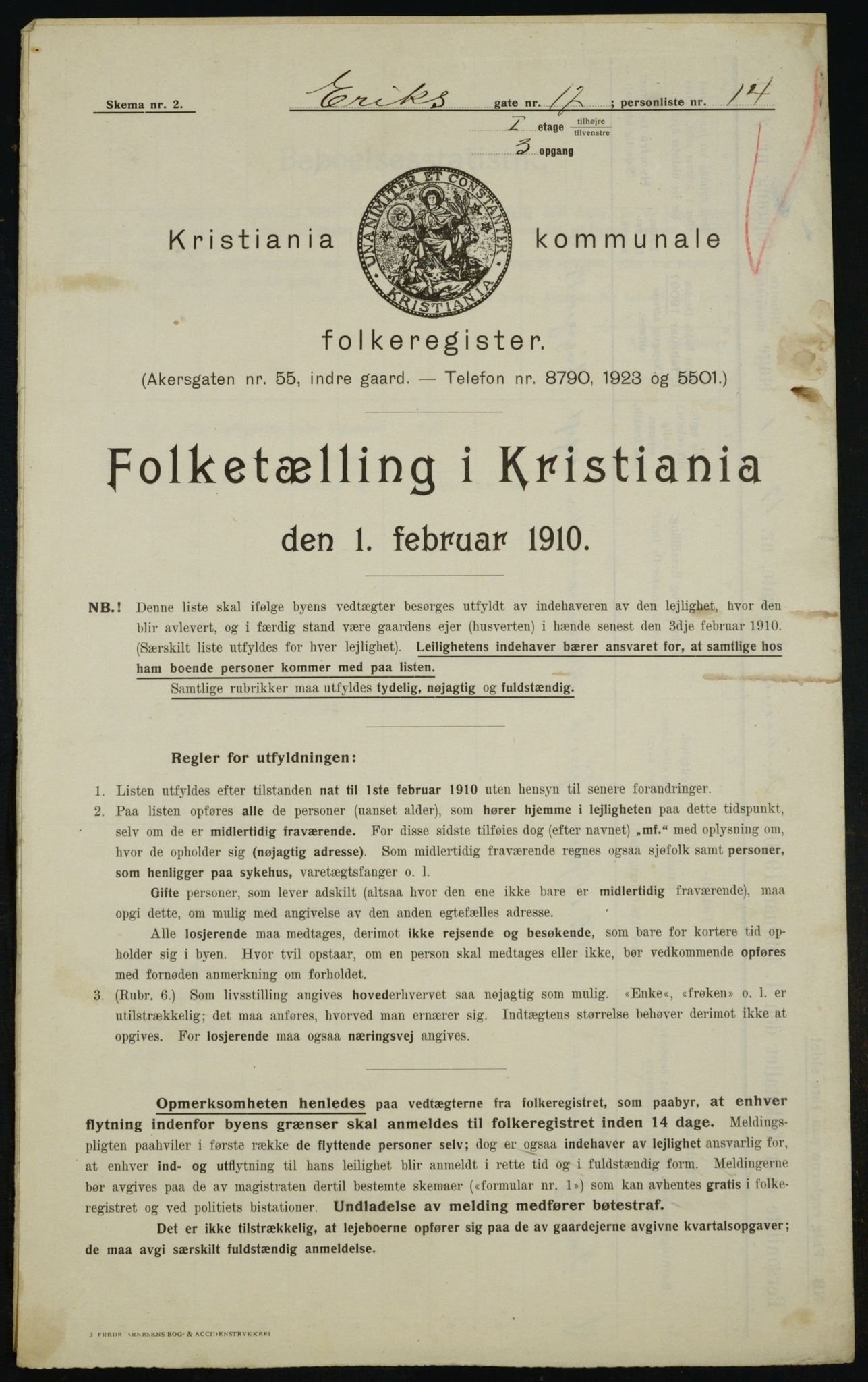 OBA, Municipal Census 1910 for Kristiania, 1910, p. 20653