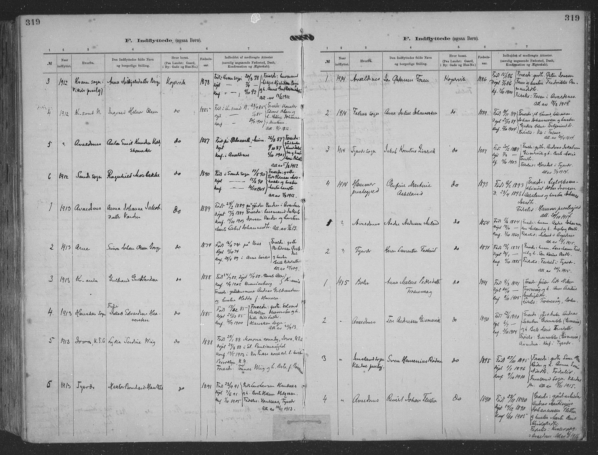 Kopervik sokneprestkontor, SAST/A-101850/H/Ha/Haa/L0001: Parish register (official) no. A 1, 1880-1919, p. 319