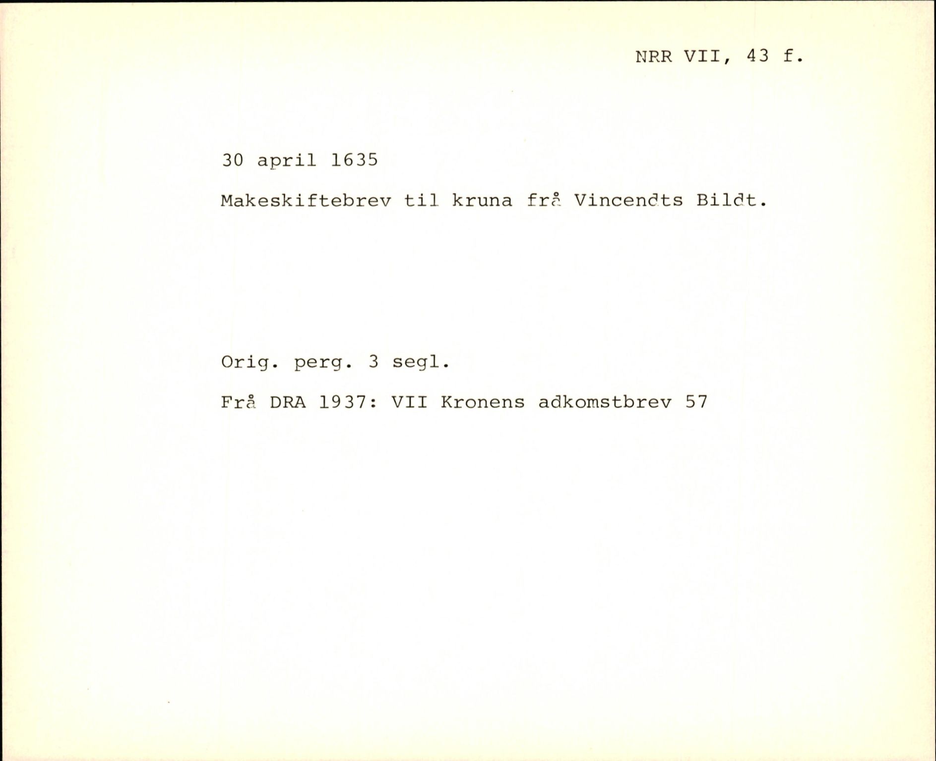 Riksarkivets diplomsamling, AV/RA-EA-5965/F35/F35f/L0002: Regestsedler: Diplomer fra DRA 1937 og 1996, p. 483