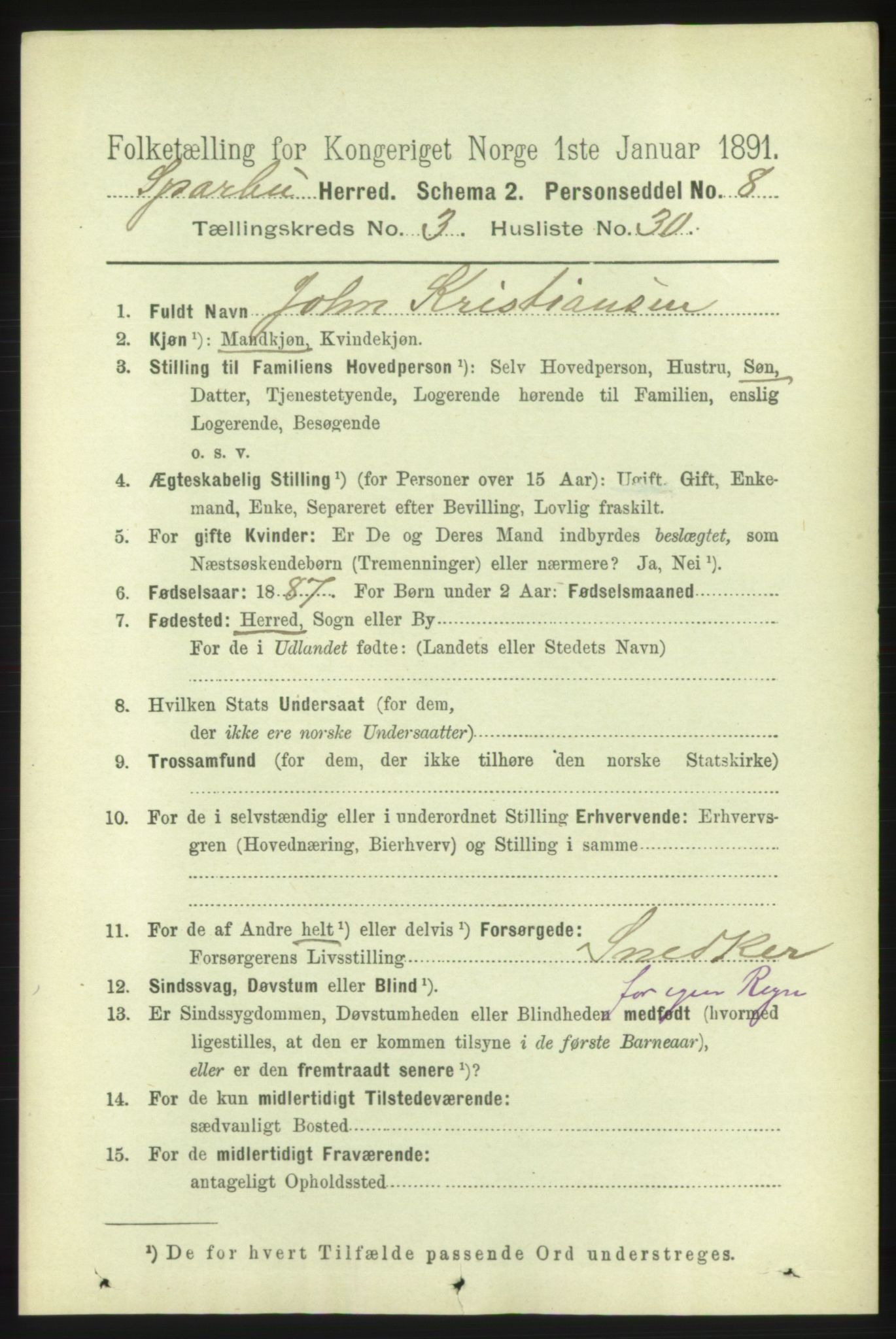 RA, 1891 census for 1731 Sparbu, 1891, p. 1032