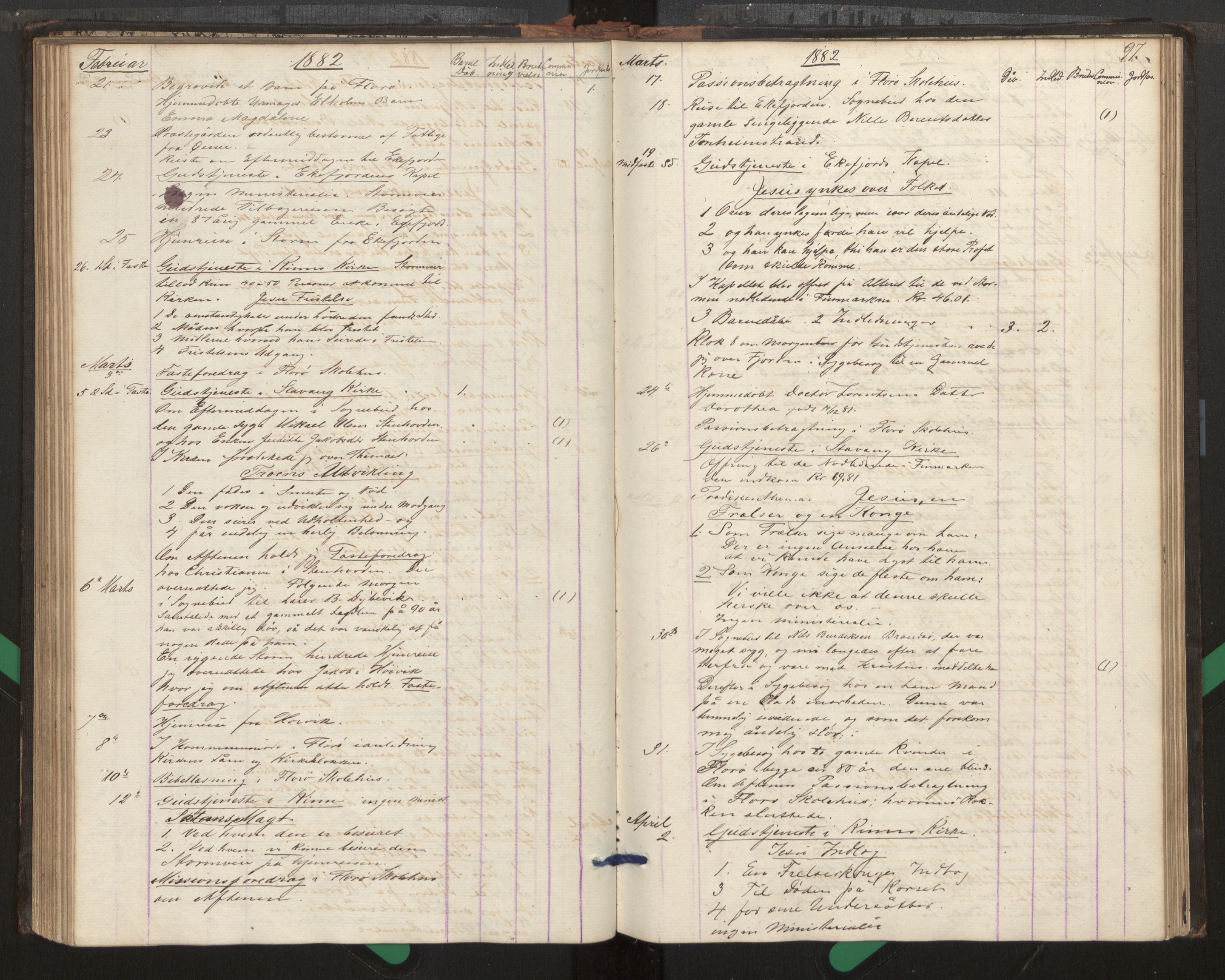 Kinn sokneprestembete, SAB/A-80801/H/Haa/Haag/L0002: Diary records no. G 2, 1859-1890, p. 97