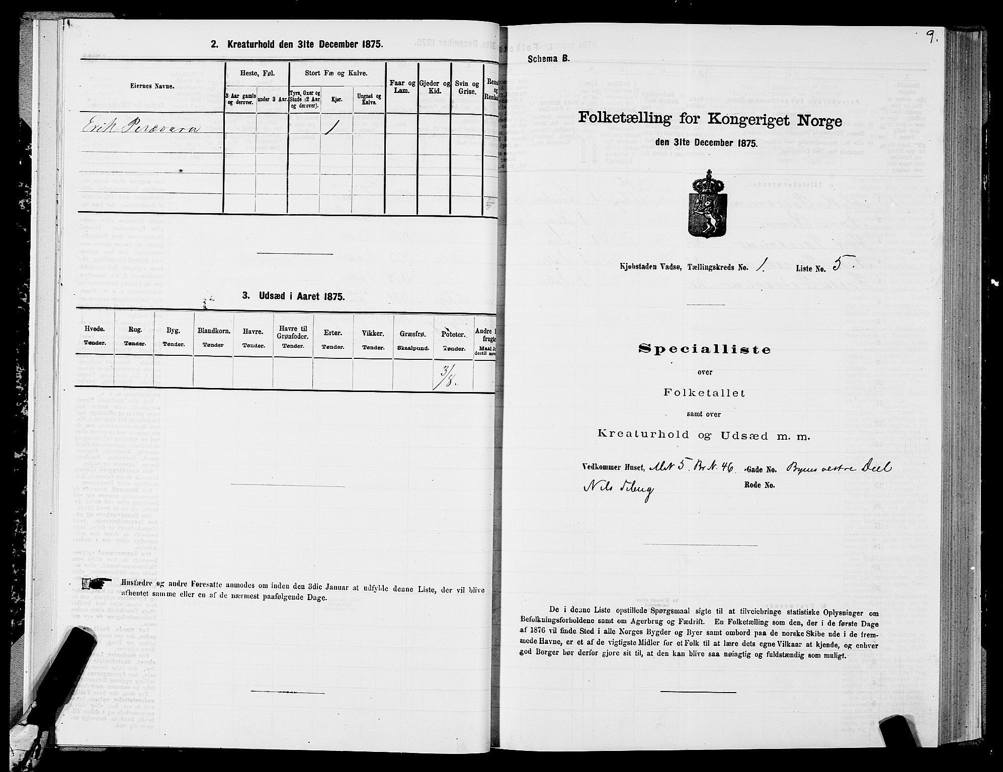 SATØ, 1875 census for 2003B Vadsø/Vadsø, 1875, p. 1009