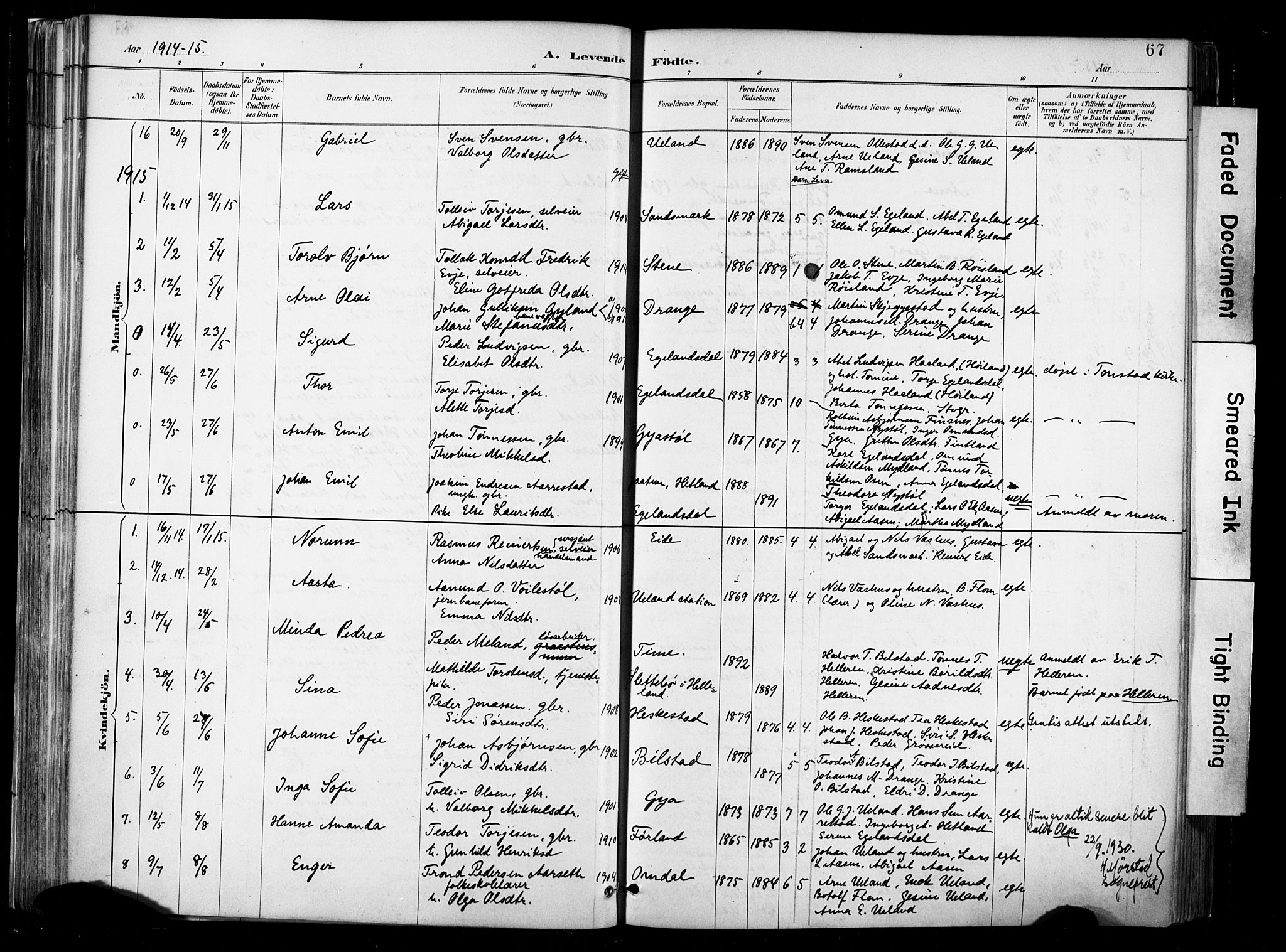 Lund sokneprestkontor, AV/SAST-A-101809/S06/L0012: Parish register (official) no. A 11, 1887-1921, p. 67