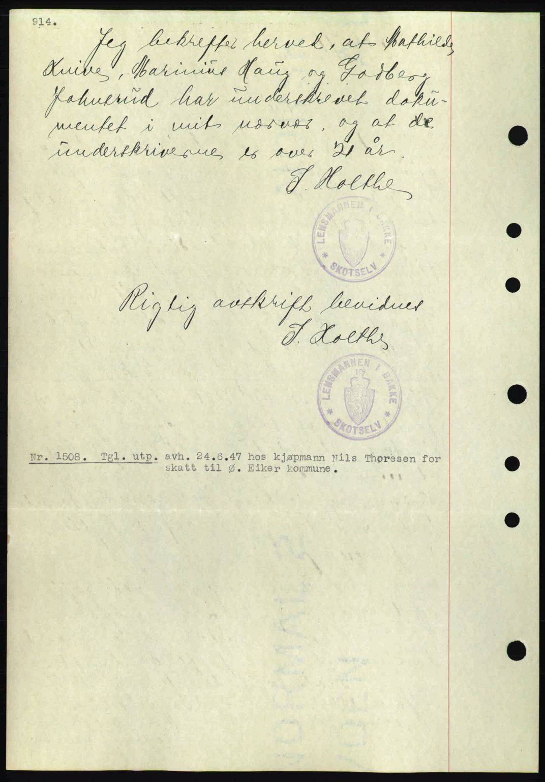 Eiker, Modum og Sigdal sorenskriveri, SAKO/A-123/G/Ga/Gab/L0035: Mortgage book no. A5, 1937-1937, Diary no: : 1508/1937