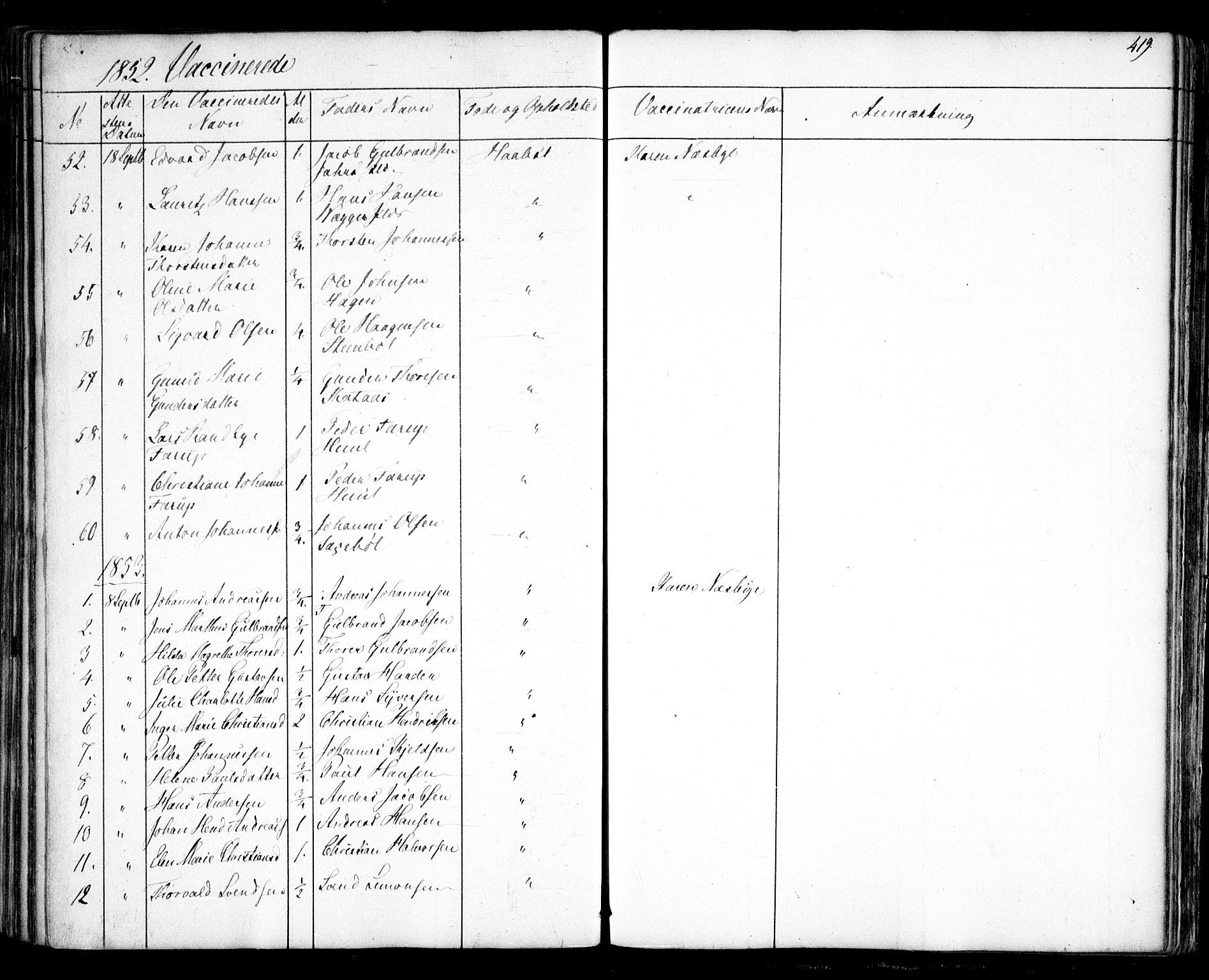 Hobøl prestekontor Kirkebøker, AV/SAO-A-2002/F/Fa/L0003: Parish register (official) no. I 3, 1842-1864, p. 419