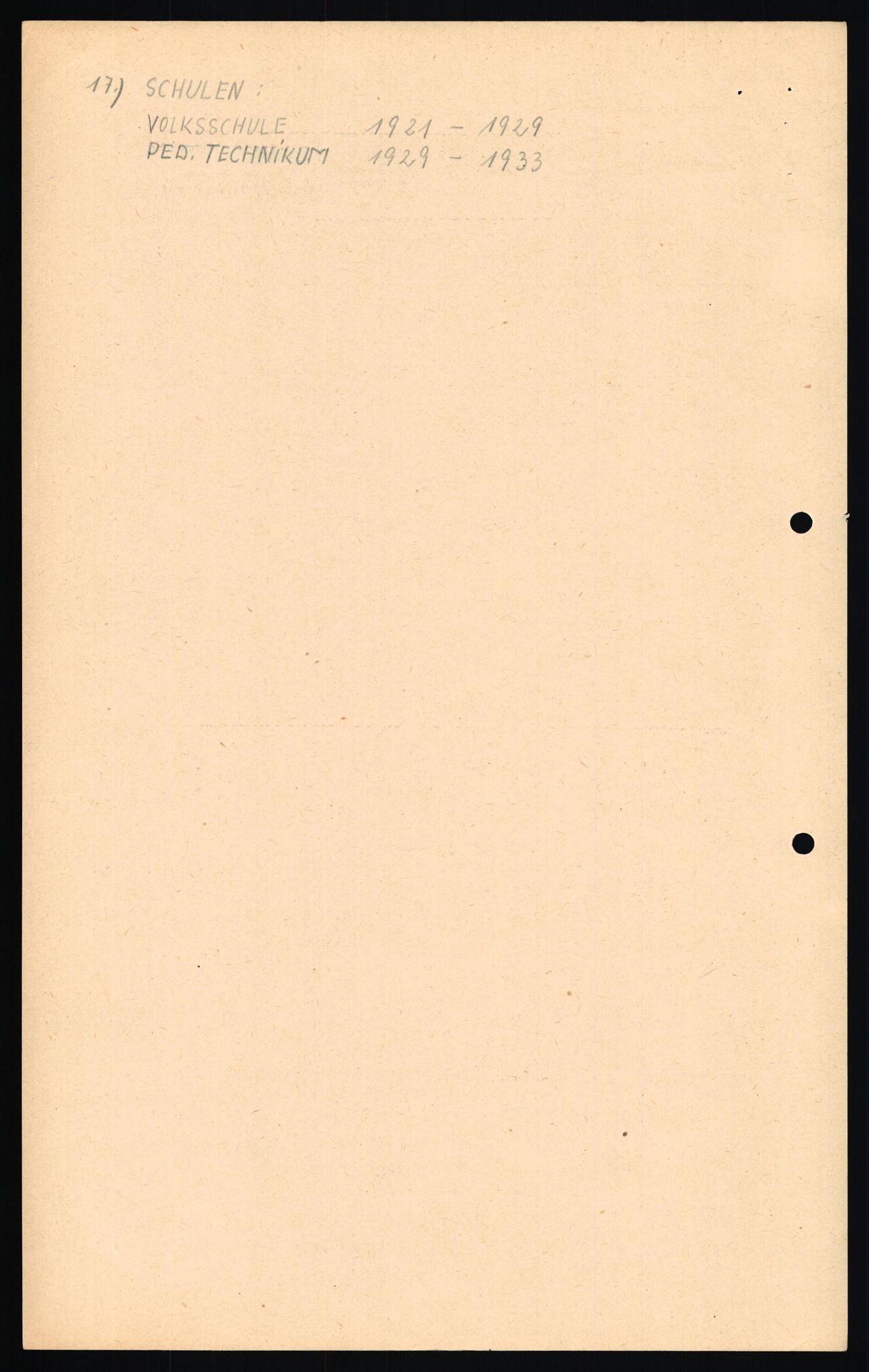 Forsvaret, Forsvarets overkommando II, RA/RAFA-3915/D/Db/L0020: CI Questionaires. Tyske okkupasjonsstyrker i Norge. Tyskere., 1945-1946, p. 109