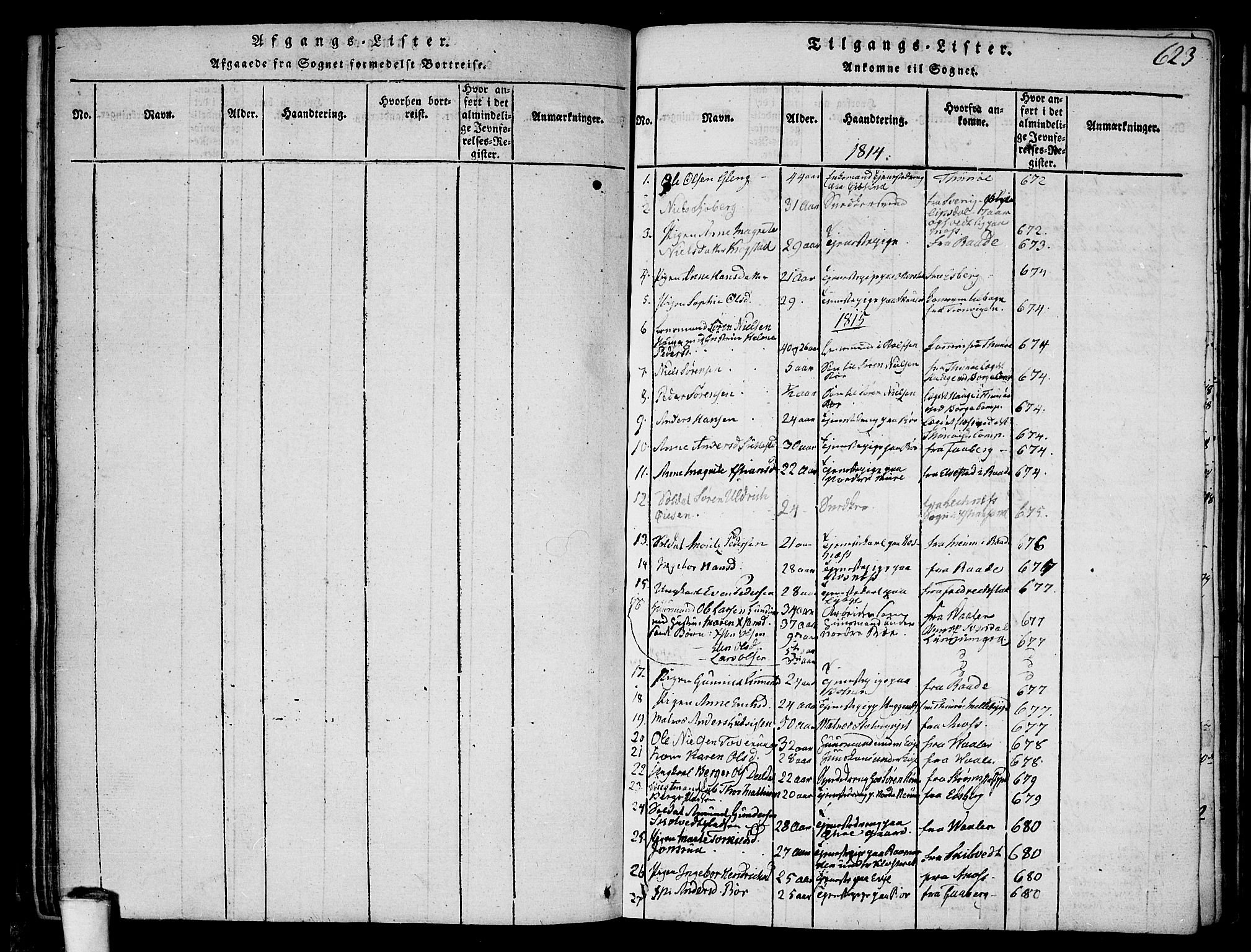 Rygge prestekontor Kirkebøker, AV/SAO-A-10084b/F/Fa/L0003: Parish register (official) no. 3, 1814-1836, p. 622-623