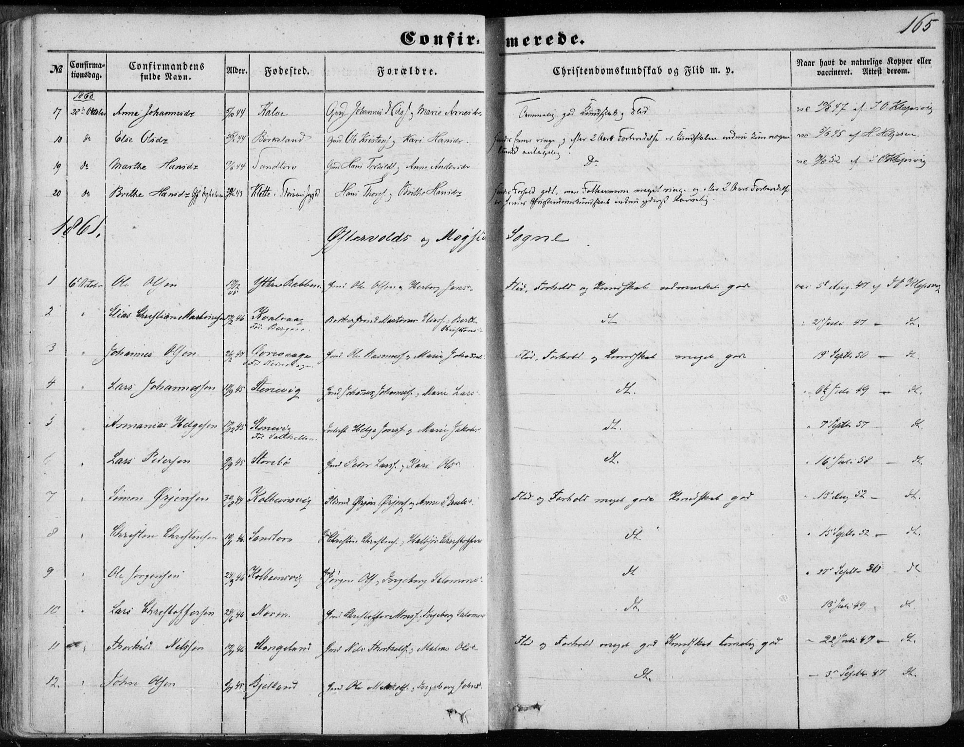 Sund sokneprestembete, SAB/A-99930: Parish register (official) no. A 14, 1850-1866, p. 165