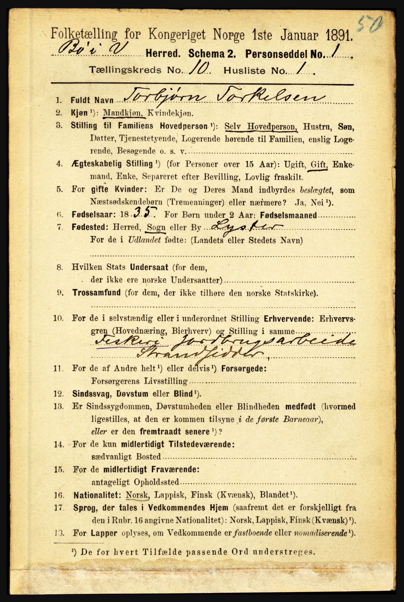 RA, 1891 census for 1867 Bø, 1891, p. 4014