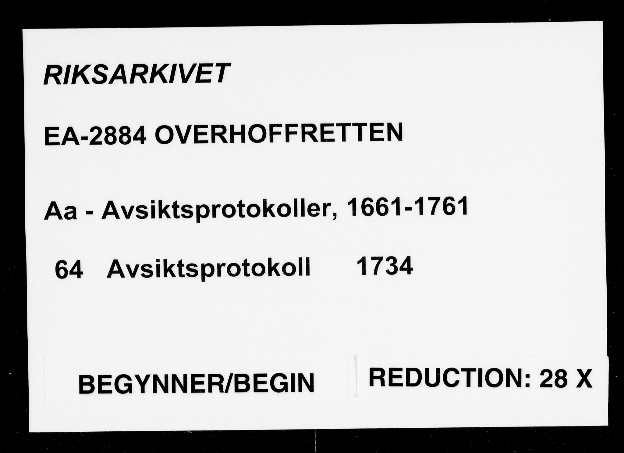 Overhoffretten 1667-1797, RA/EA-2884/Aa/L0064: Avsiktsprotokoll, 1734