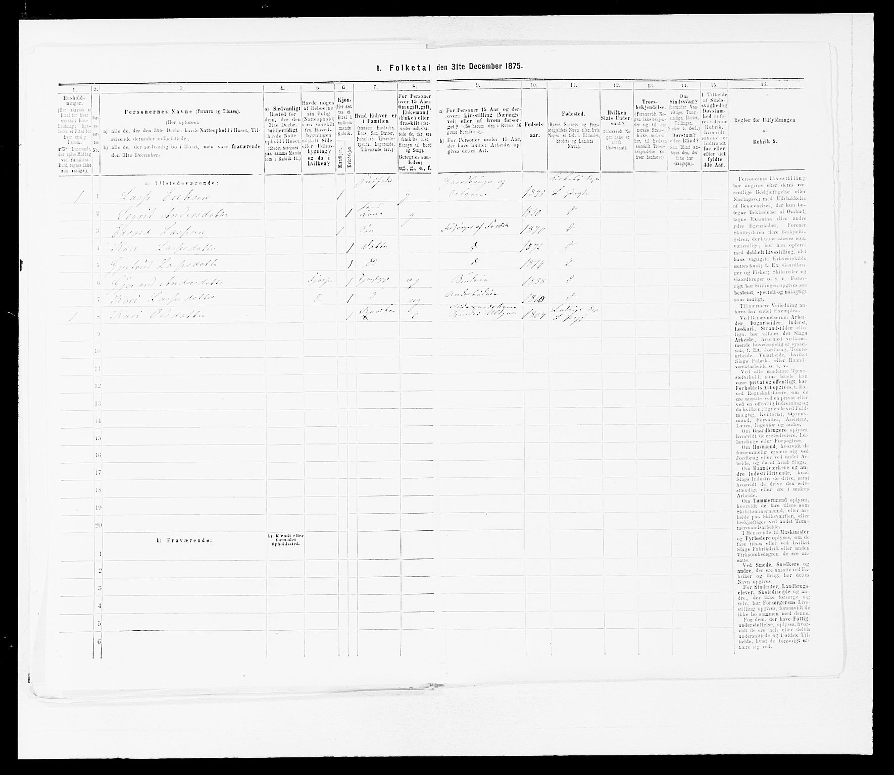 SAB, 1875 census for 1415P Lavik, 1875, p. 752