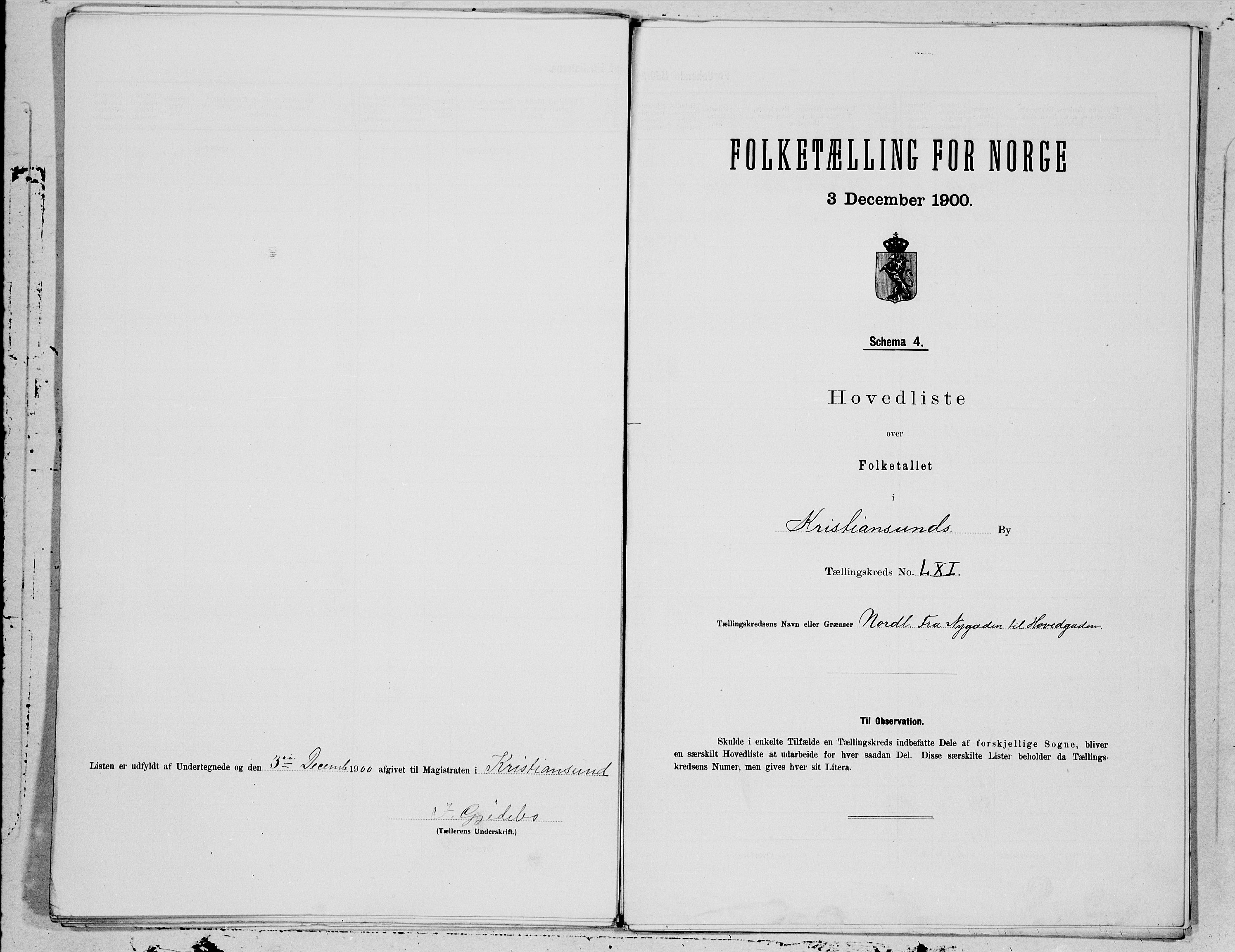 SAT, 1900 census for Kristiansund, 1900, p. 122