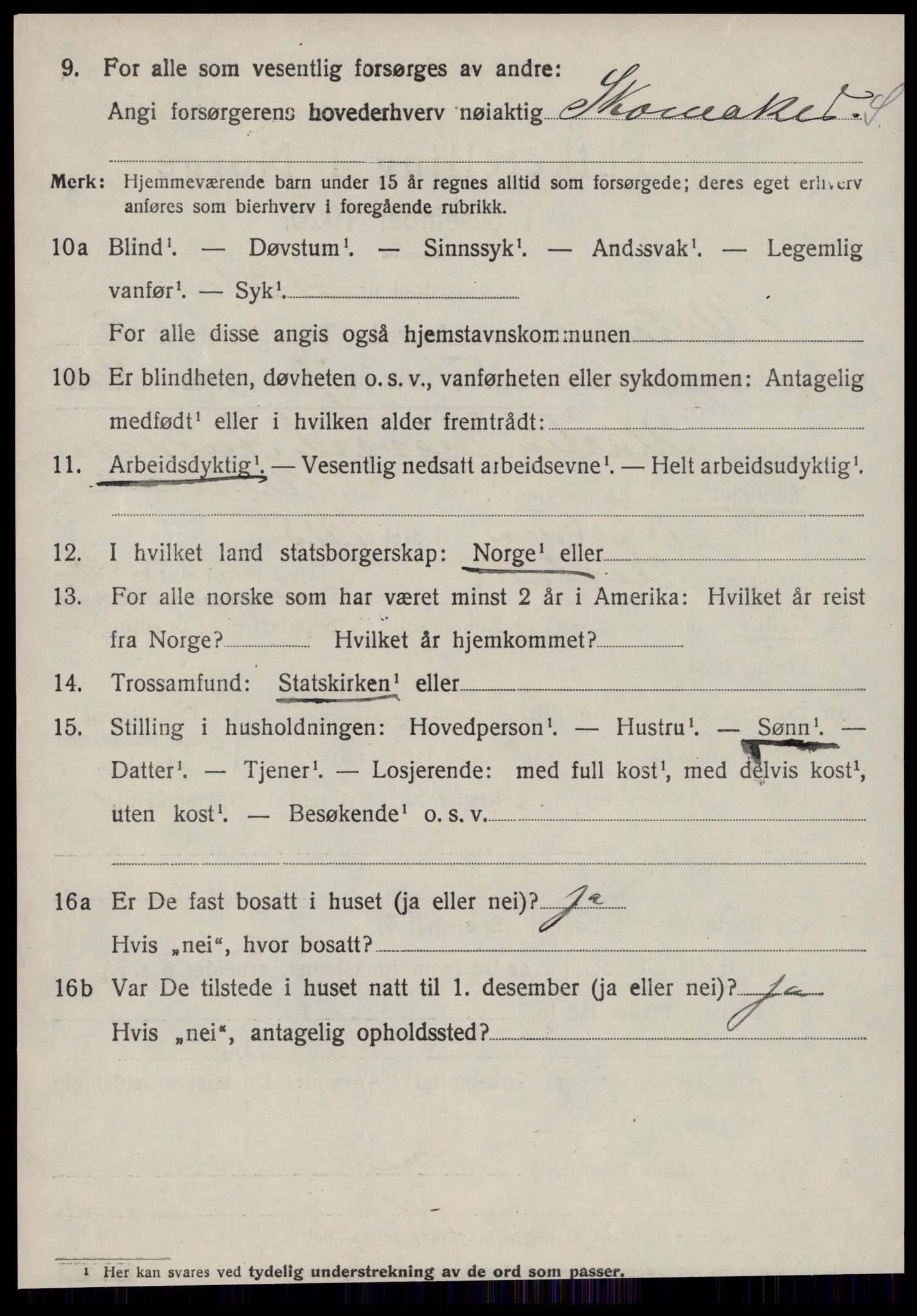 SAT, 1920 census for Ulstein, 1920, p. 1847