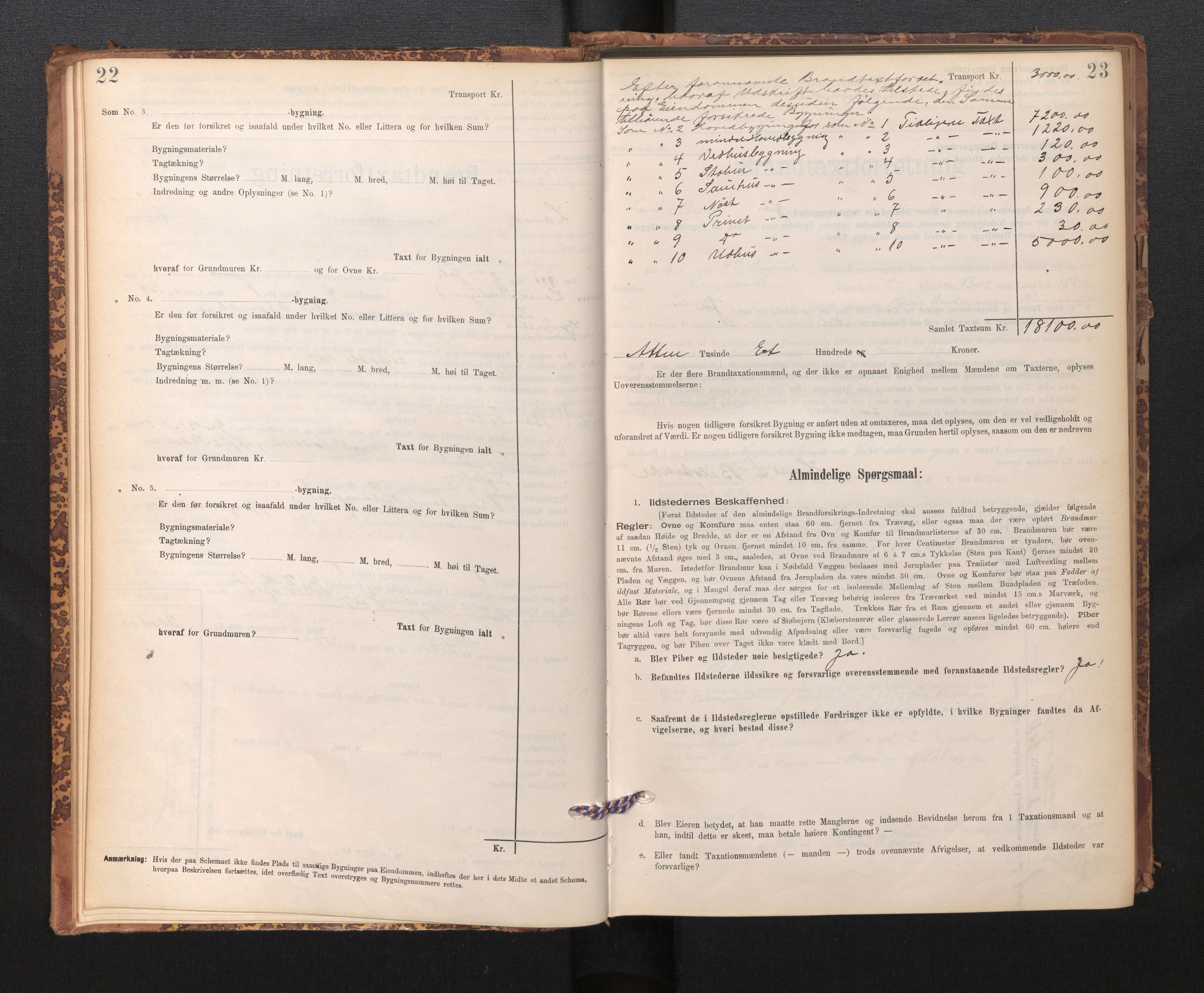 Lensmannen i Lavik, SAB/A-29101/0012/L0002: Branntakstprotokoll, skjematakst, 1895-1933, p. 22-23
