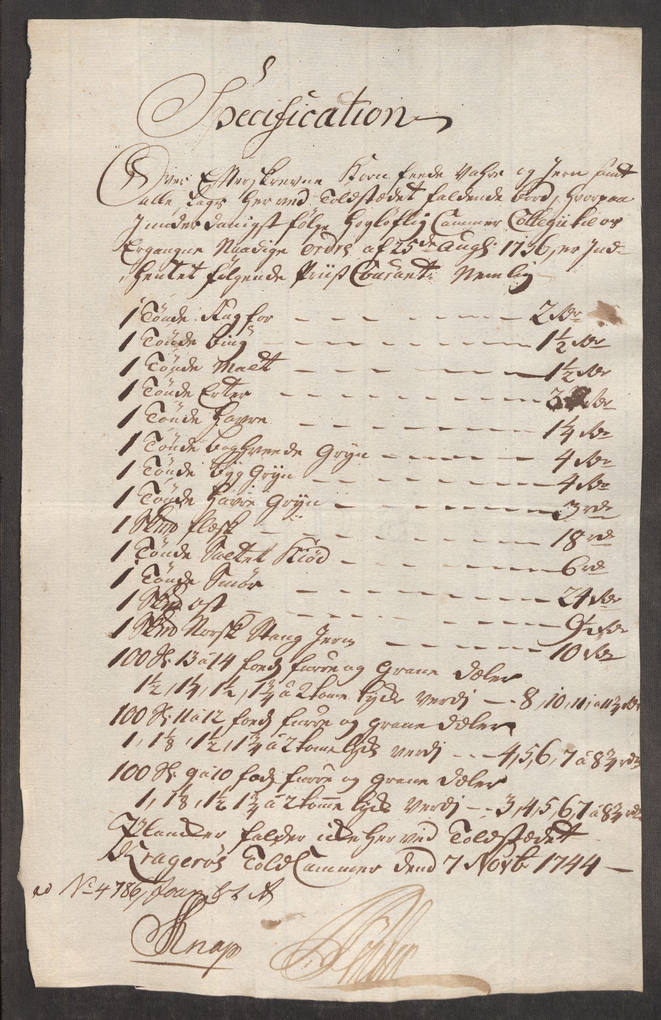Rentekammeret inntil 1814, Realistisk ordnet avdeling, RA/EA-4070/Oe/L0002: [Ø1]: Priskuranter, 1740-1744, p. 953