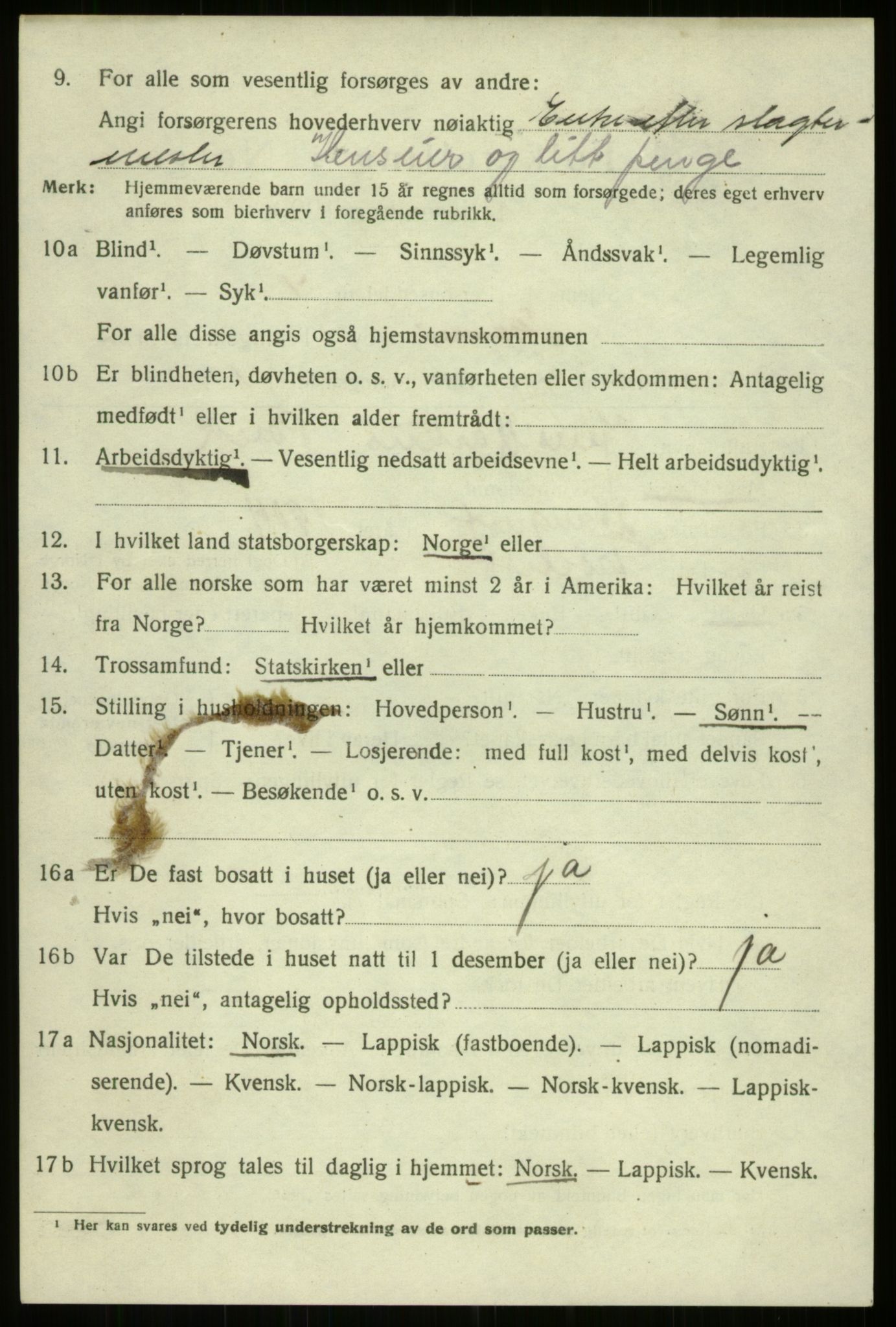 SATØ, 1920 census for Tromsø, 1920, p. 10026