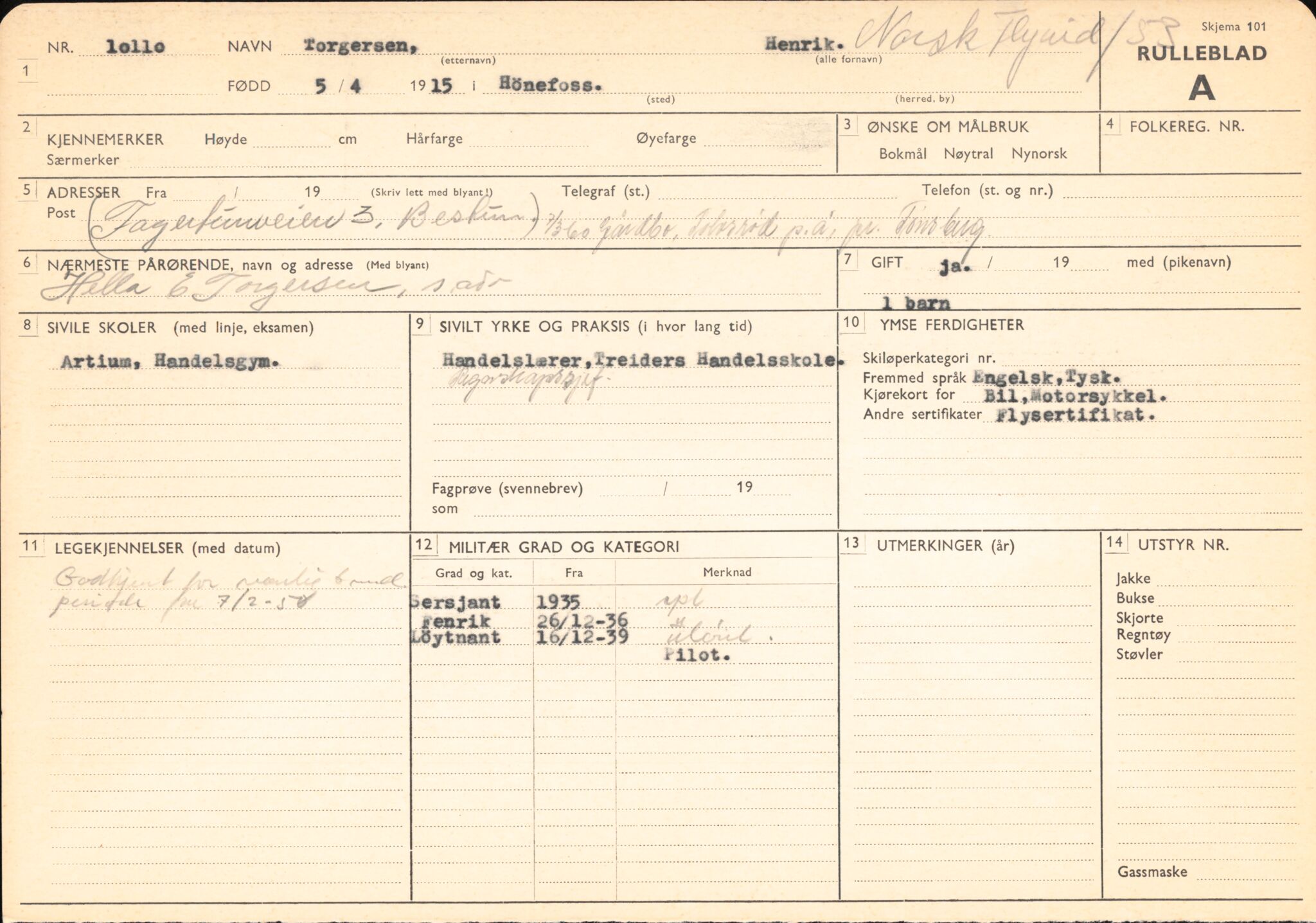 Forsvaret, Forsvarets overkommando/Luftforsvarsstaben, RA/RAFA-4079/P/Pa/L0044: Personellpapirer, 1915, p. 337