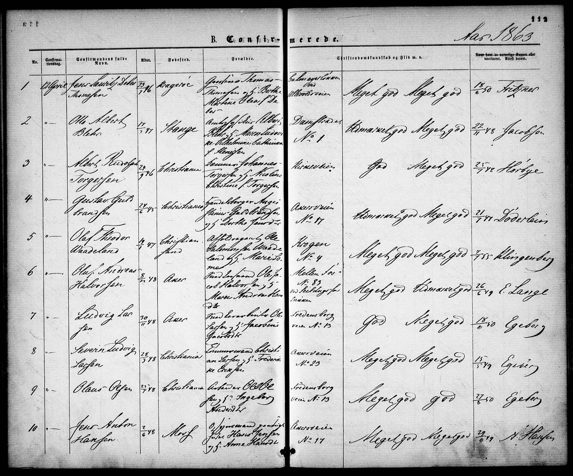 Gamle Aker prestekontor Kirkebøker, AV/SAO-A-10617a/F/L0001: Parish register (official) no. 1, 1861-1865, p. 112