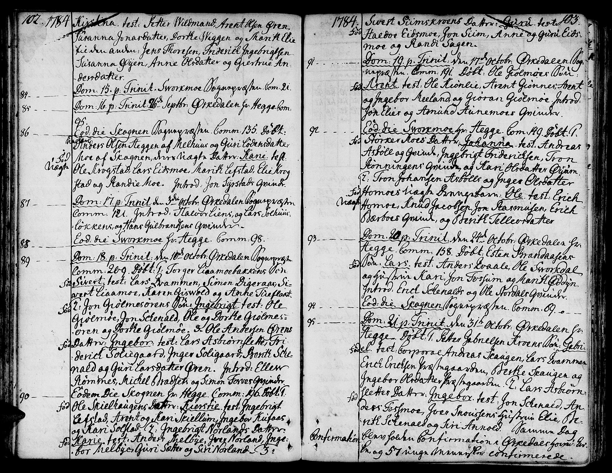 Ministerialprotokoller, klokkerbøker og fødselsregistre - Sør-Trøndelag, SAT/A-1456/668/L0802: Parish register (official) no. 668A02, 1776-1799, p. 102-103