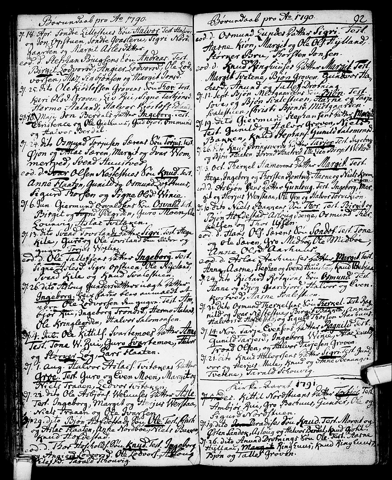 Vinje kirkebøker, AV/SAKO-A-312/F/Fa/L0002: Parish register (official) no. I 2, 1767-1814, p. 92