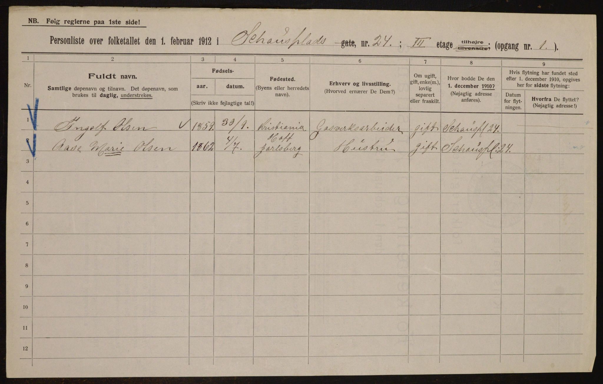 OBA, Municipal Census 1912 for Kristiania, 1912, p. 90734