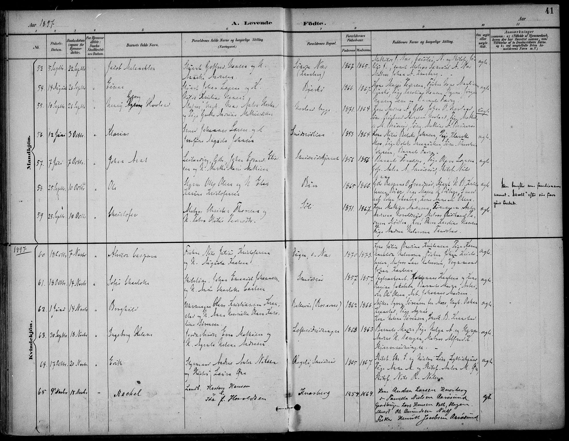 Nøtterøy kirkebøker, AV/SAKO-A-354/F/Fa/L0009: Parish register (official) no. I 9, 1894-1907, p. 41