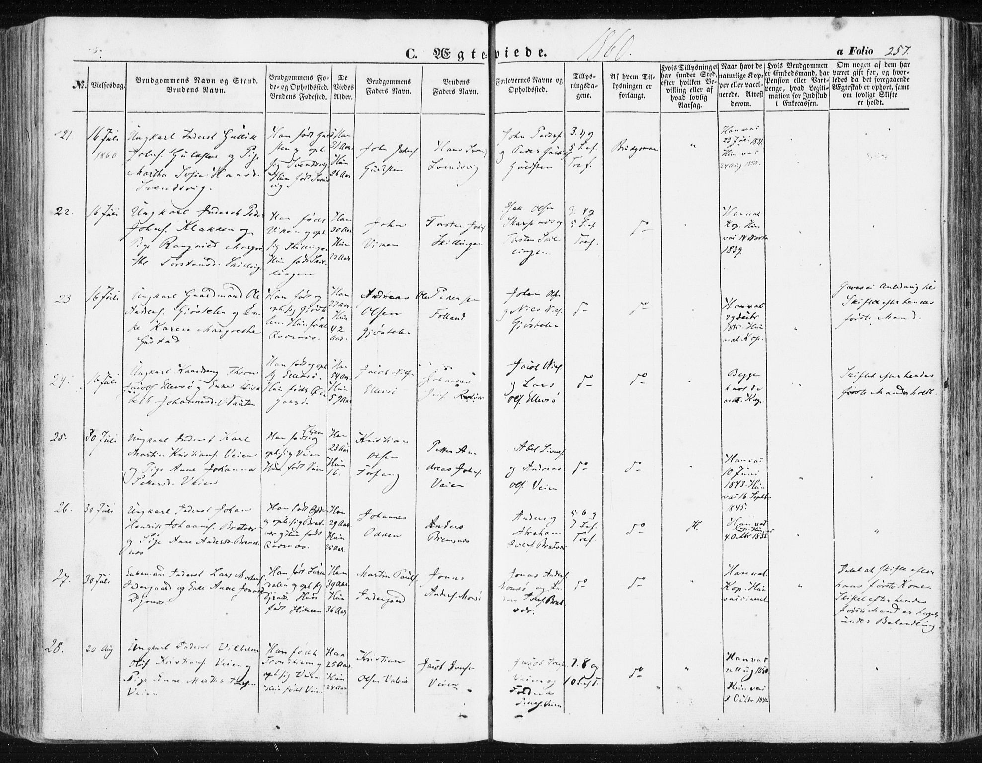 Ministerialprotokoller, klokkerbøker og fødselsregistre - Møre og Romsdal, AV/SAT-A-1454/581/L0937: Parish register (official) no. 581A05, 1853-1872, p. 257