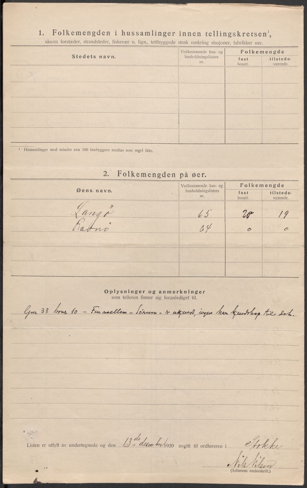 SAKO, 1920 census for Stokke, 1920, p. 23