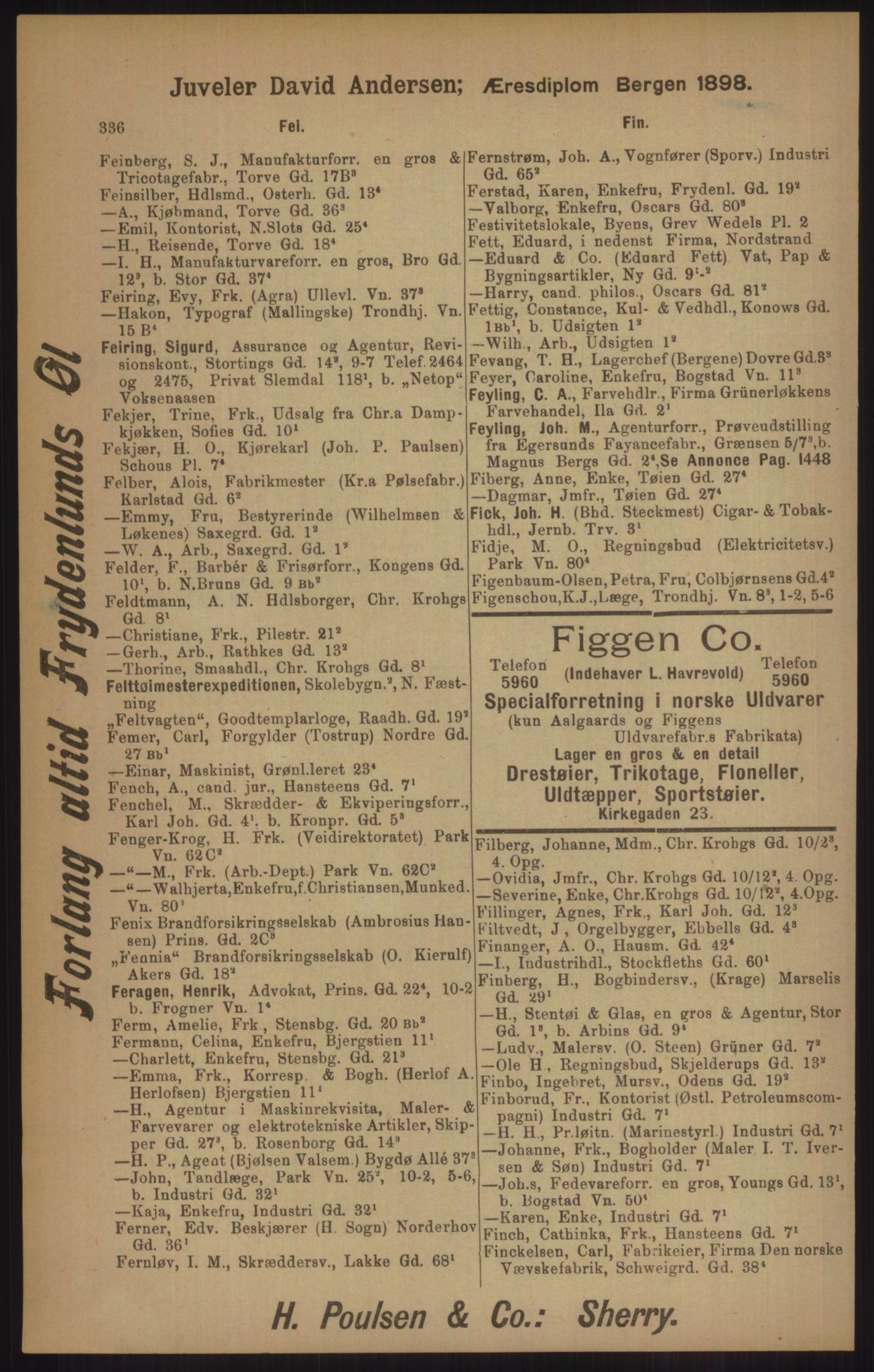 Kristiania/Oslo adressebok, PUBL/-, 1905, p. 336