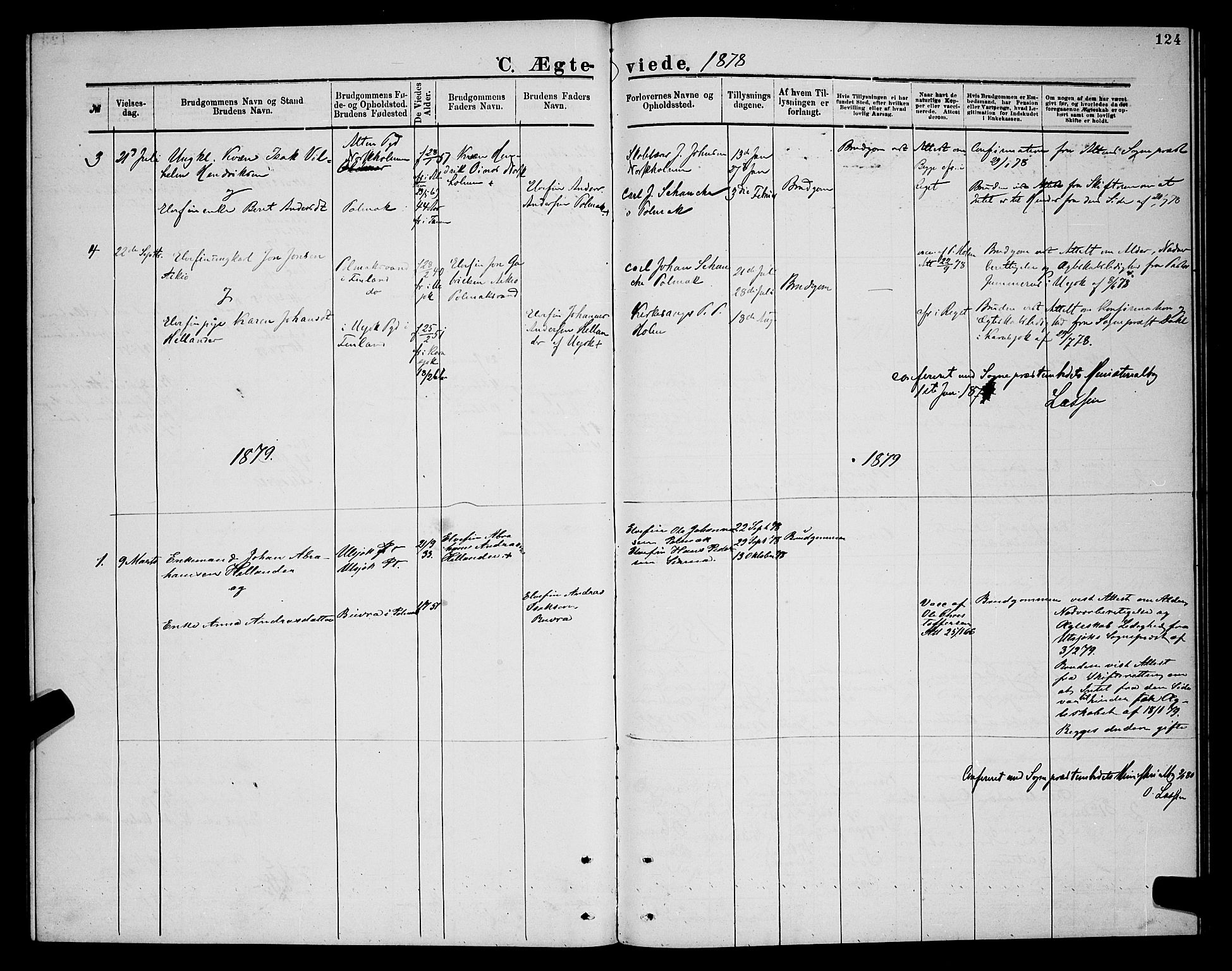 Nesseby sokneprestkontor, SATØ/S-1330/H/Hb/L0007klokker: Parish register (copy) no. 7, 1877-1884, p. 124
