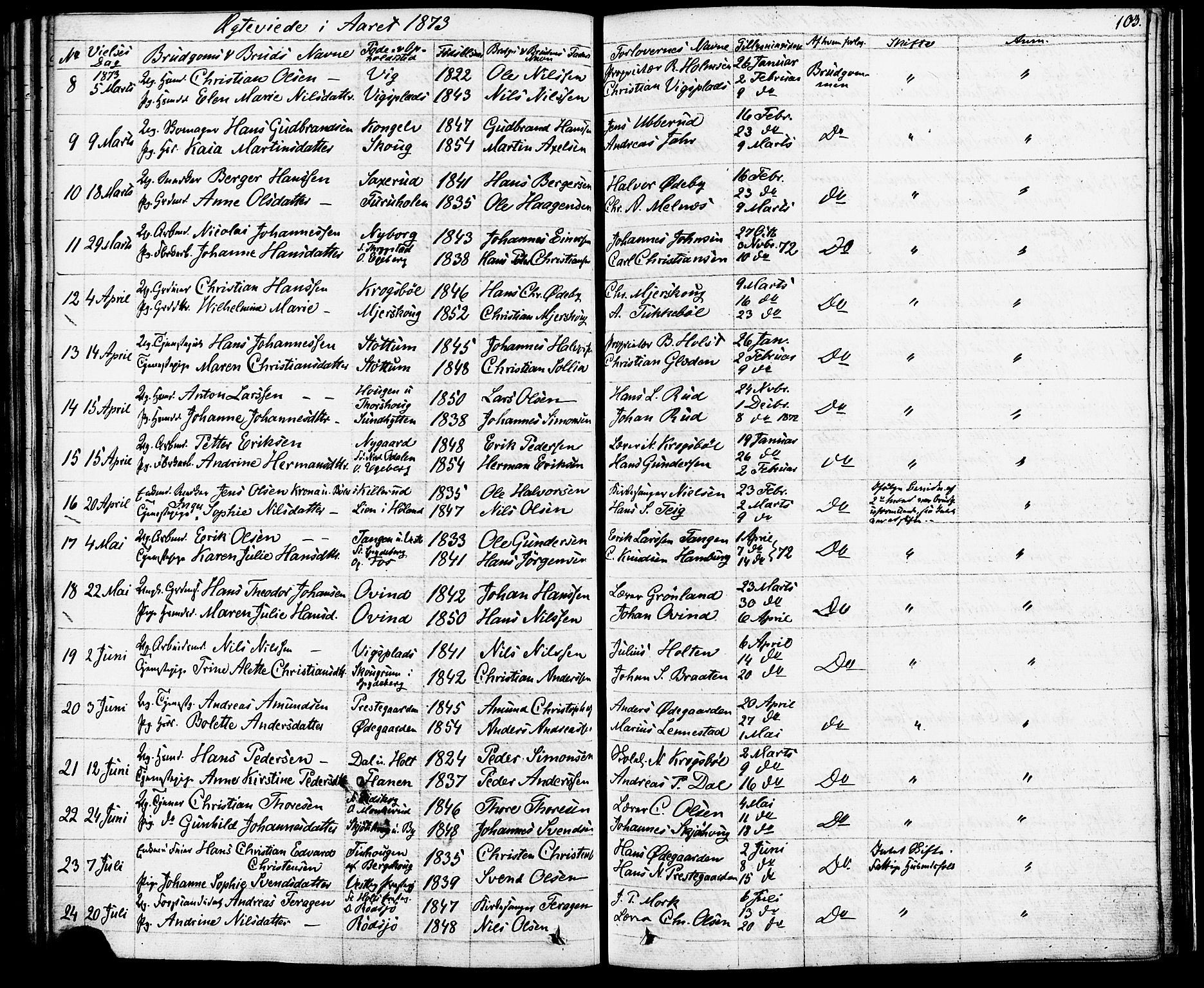 Enebakk prestekontor Kirkebøker, SAO/A-10171c/F/Fa/L0012: Parish register (official) no. I 12, 1832-1882, p. 103