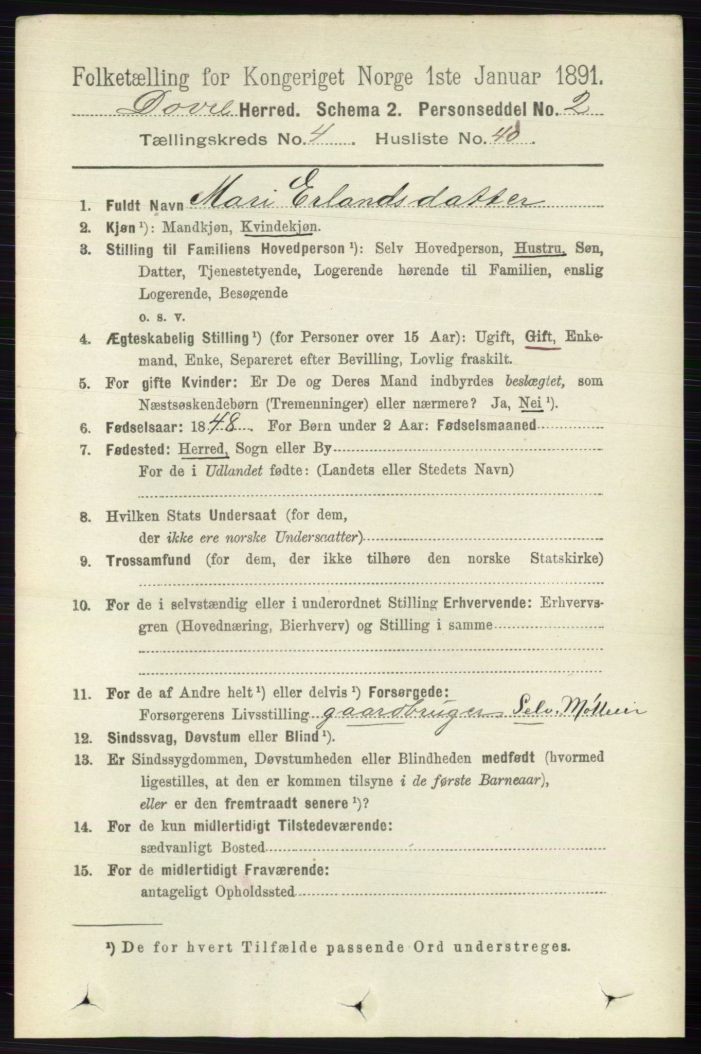 RA, 1891 census for 0511 Dovre, 1891, p. 2163