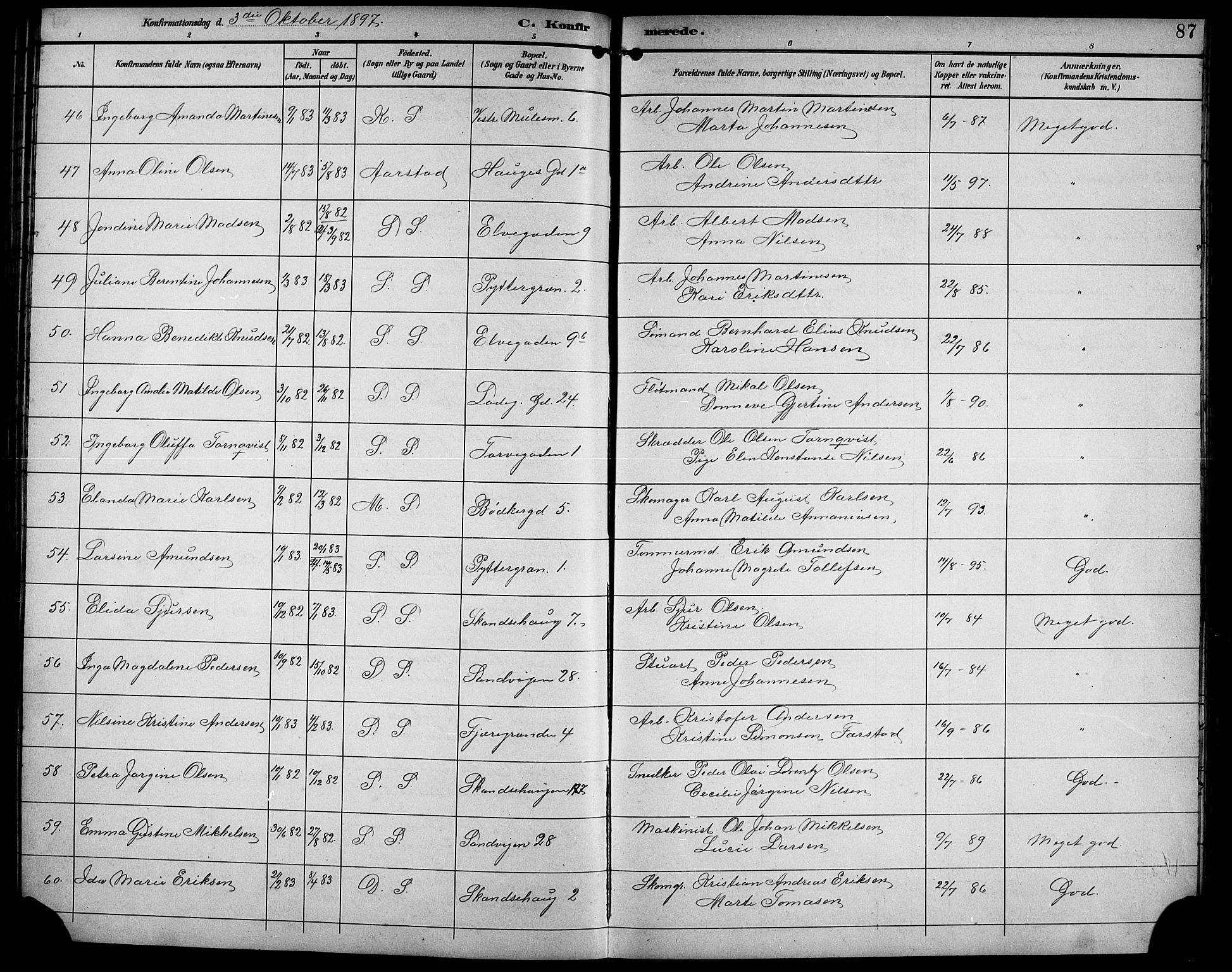 Sandviken Sokneprestembete, AV/SAB-A-77601/H/Hb/L0003: Parish register (copy) no. A 4, 1892-1901, p. 87