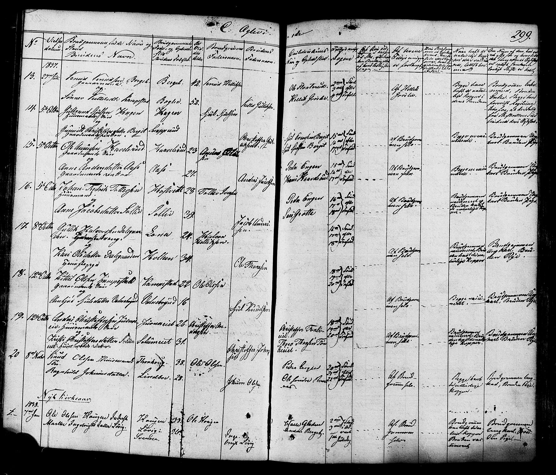 Flesberg kirkebøker, AV/SAKO-A-18/F/Fa/L0006: Parish register (official) no. I 6, 1834-1860, p. 299