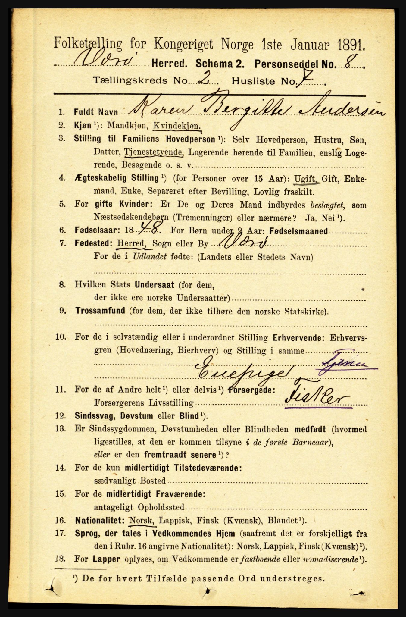 RA, 1891 census for 1857 Værøy, 1891, p. 360