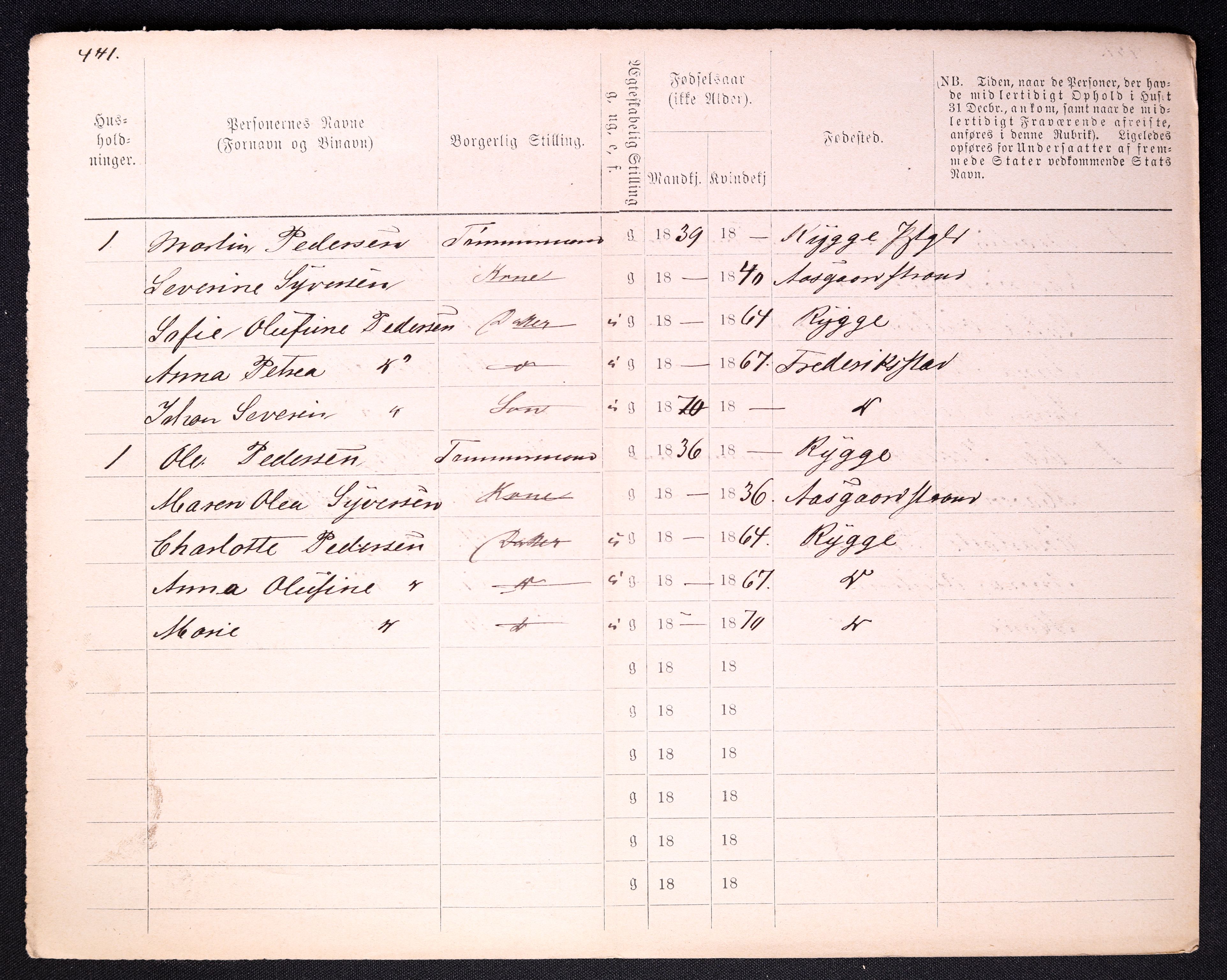 RA, 1870 census for 0103 Fredrikstad, 1870, p. 1422