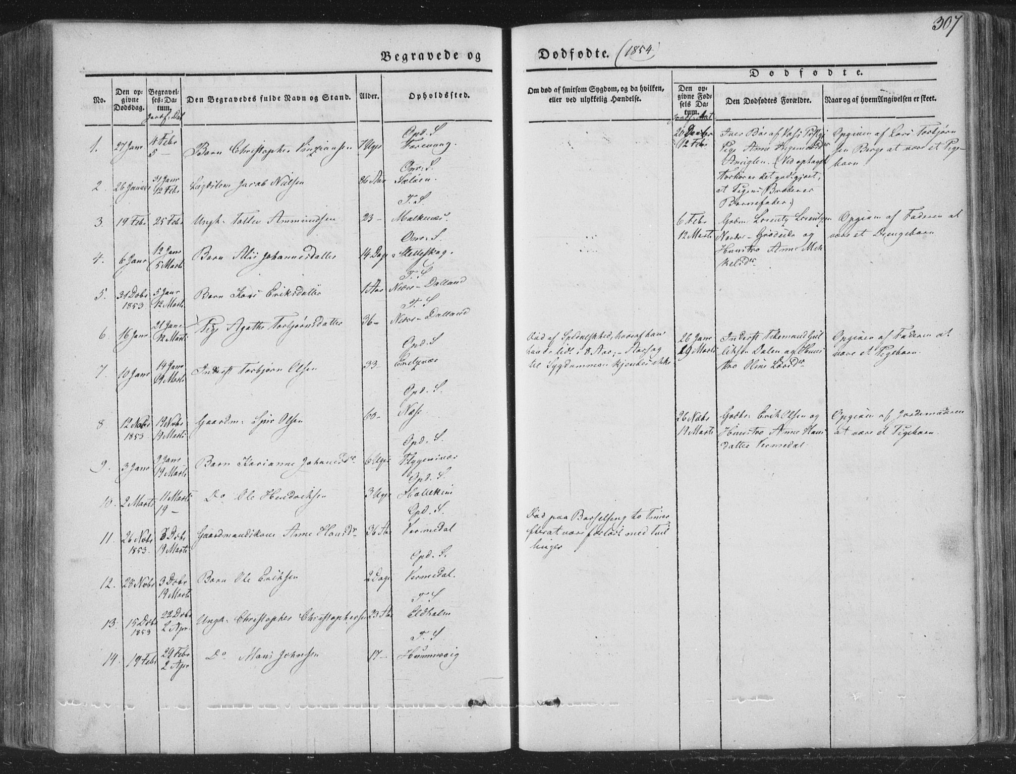 Tysnes sokneprestembete, SAB/A-78601/H/Haa: Parish register (official) no. A 10, 1848-1859, p. 307