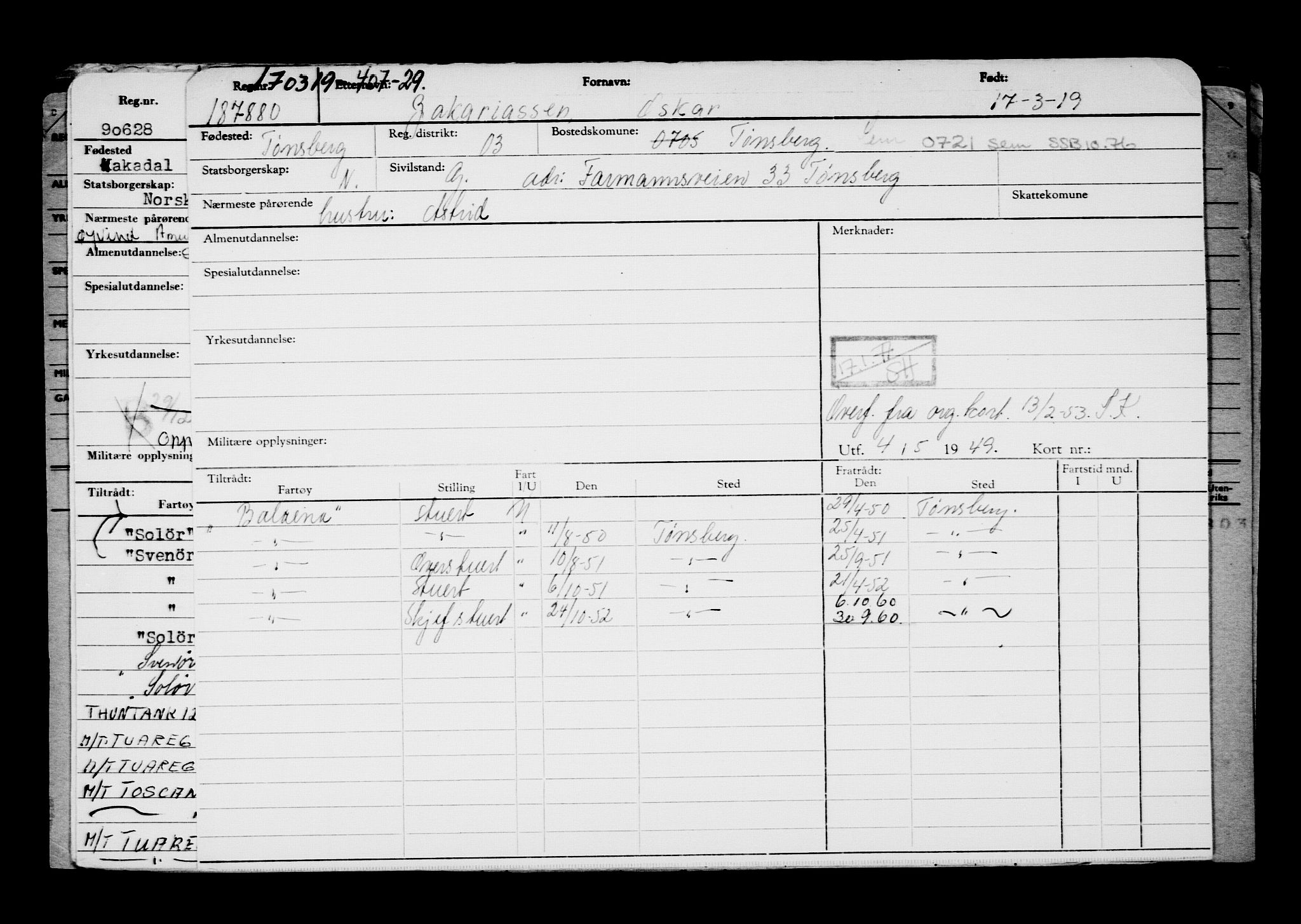 Direktoratet for sjømenn, AV/RA-S-3545/G/Gb/L0167: Hovedkort, 1919, p. 166