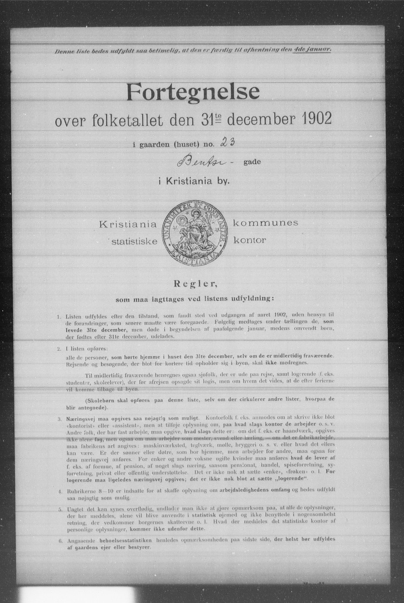 OBA, Municipal Census 1902 for Kristiania, 1902, p. 819