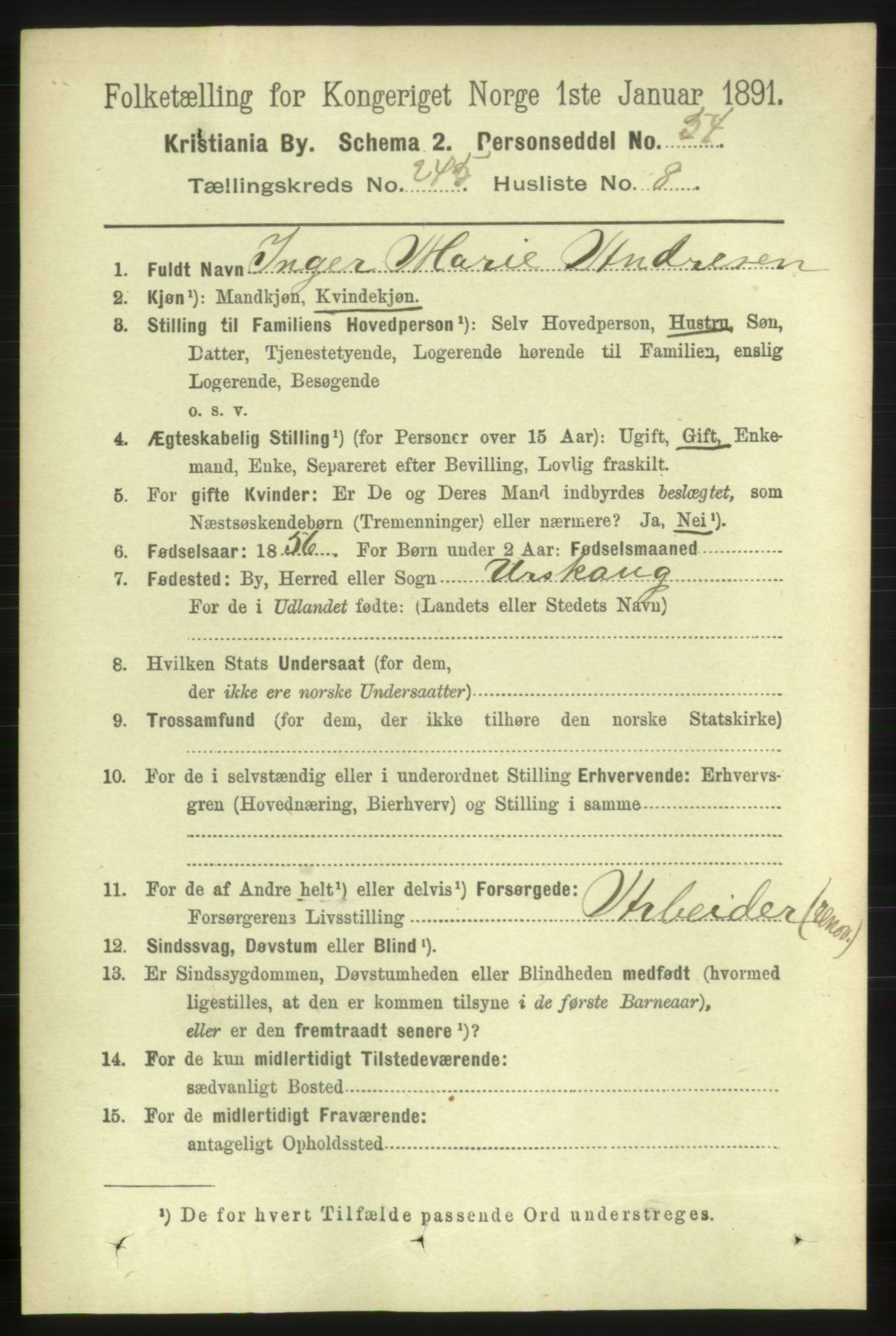 RA, 1891 census for 0301 Kristiania, 1891, p. 149545