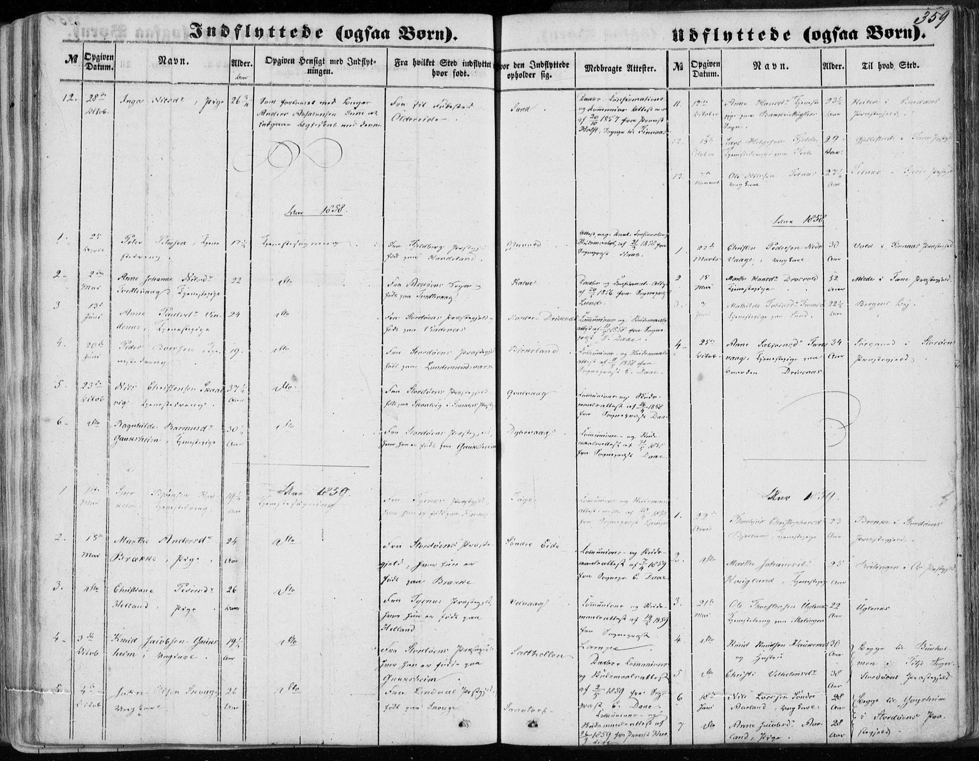 Sund sokneprestembete, SAB/A-99930: Parish register (official) no. A 14, 1850-1866, p. 359