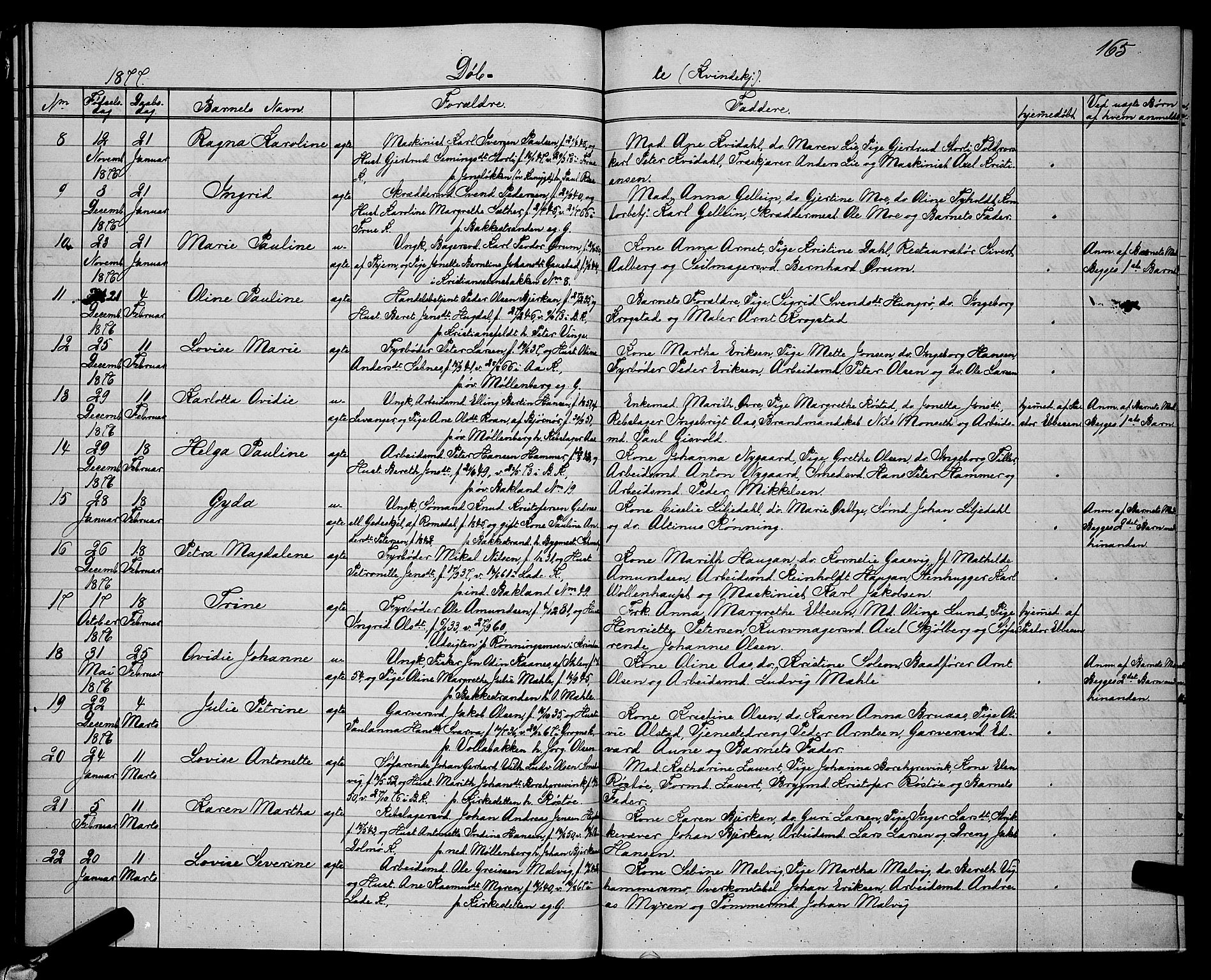 Ministerialprotokoller, klokkerbøker og fødselsregistre - Sør-Trøndelag, SAT/A-1456/604/L0220: Parish register (copy) no. 604C03, 1870-1885, p. 165