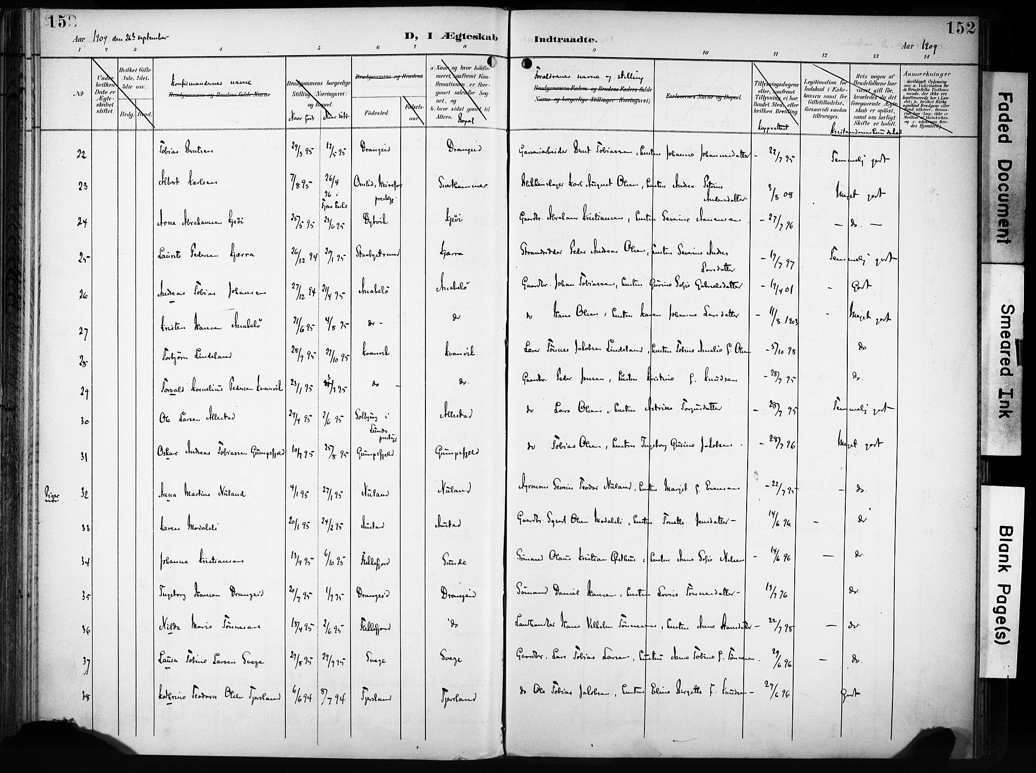 Flekkefjord sokneprestkontor, AV/SAK-1111-0012/F/Fa/Fac/L0009: Parish register (official) no. A 9, 1899-1909, p. 152