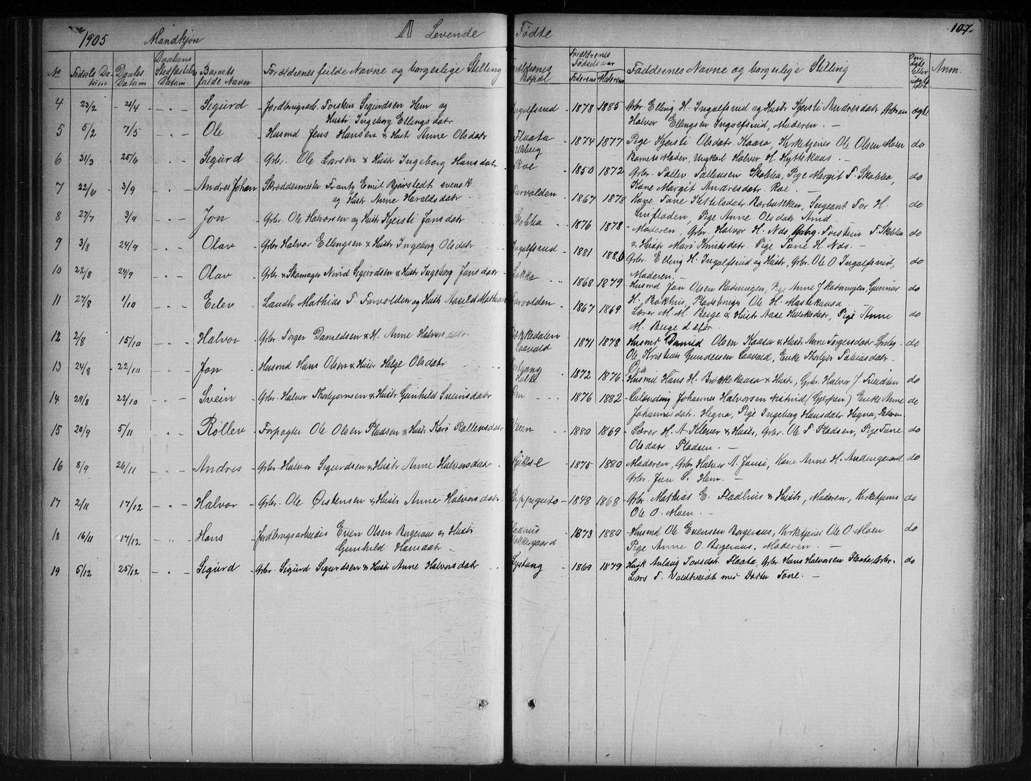 Sauherad kirkebøker, AV/SAKO-A-298/G/Ga/L0003: Parish register (copy) no. I 3, 1866-1905, p. 107