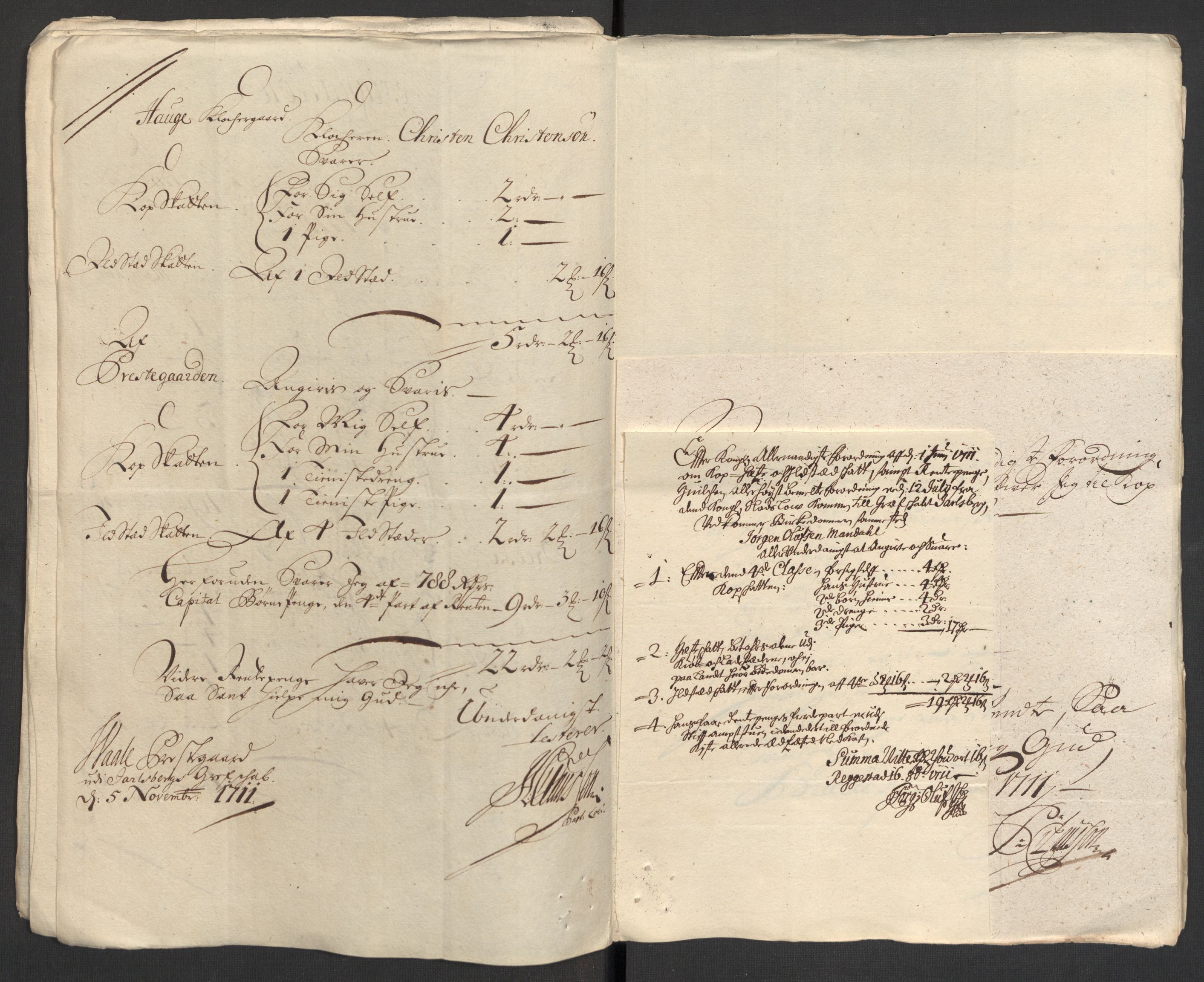 Rentekammeret inntil 1814, Reviderte regnskaper, Fogderegnskap, RA/EA-4092/R32/L1876: Fogderegnskap Jarlsberg grevskap, 1711, p. 330